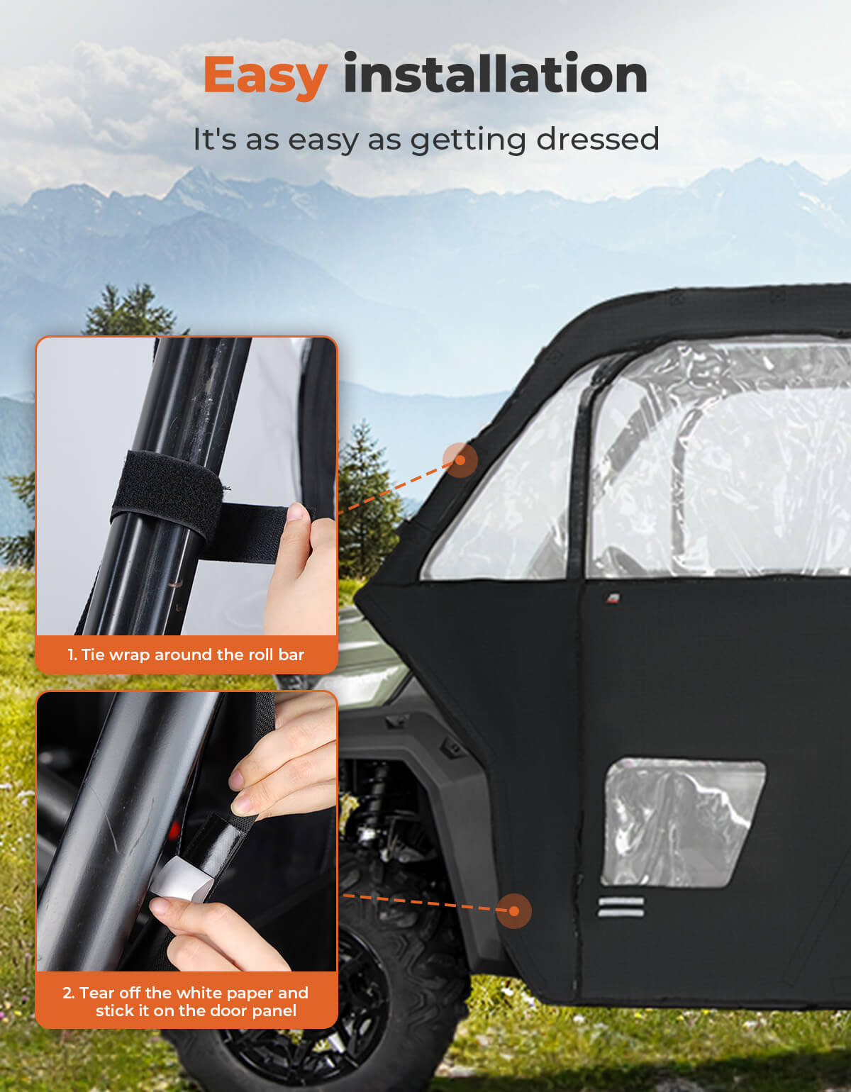 Photo of Soft Cab Enclosure Doors for Can-Am Defender Max HD10|9|8|7 by Kemimoto - Premium for UTVs / Side by Sides