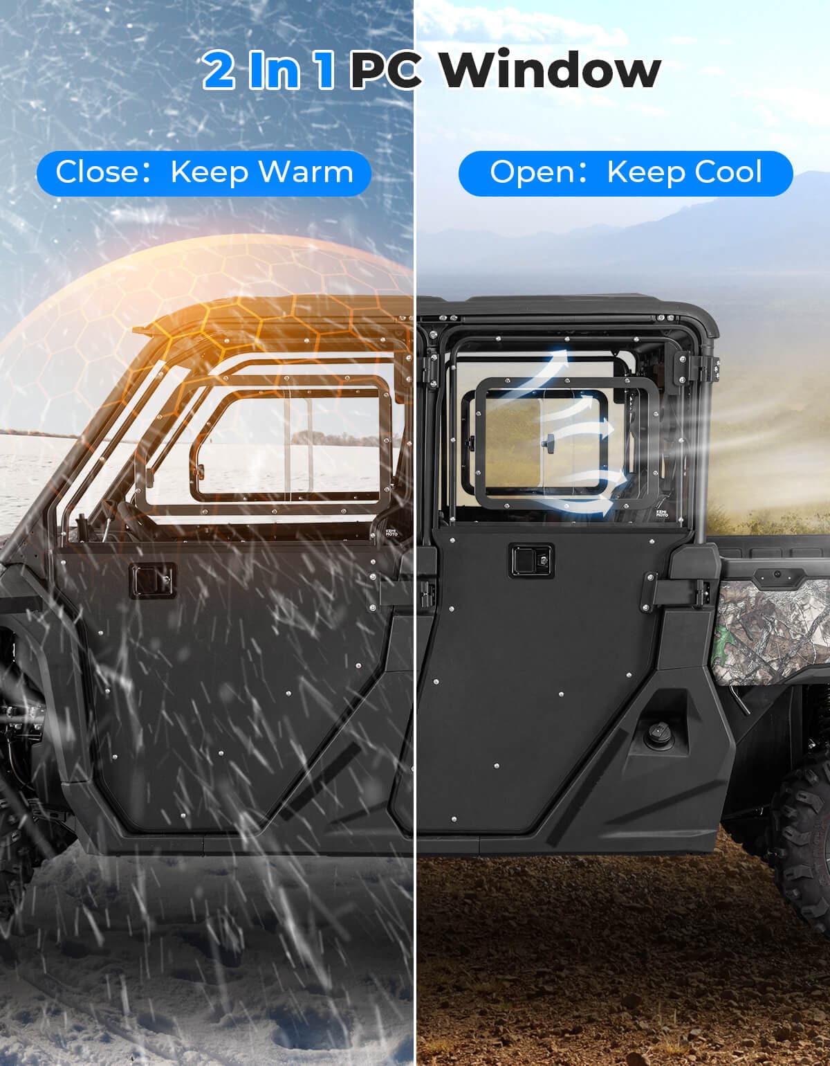 Photo of Kemimoto Full Doors with Sliding Window for CFMOTO UForce 1000 XL 2022+ by Kemimoto - Premium for UTVs / Side by Sides