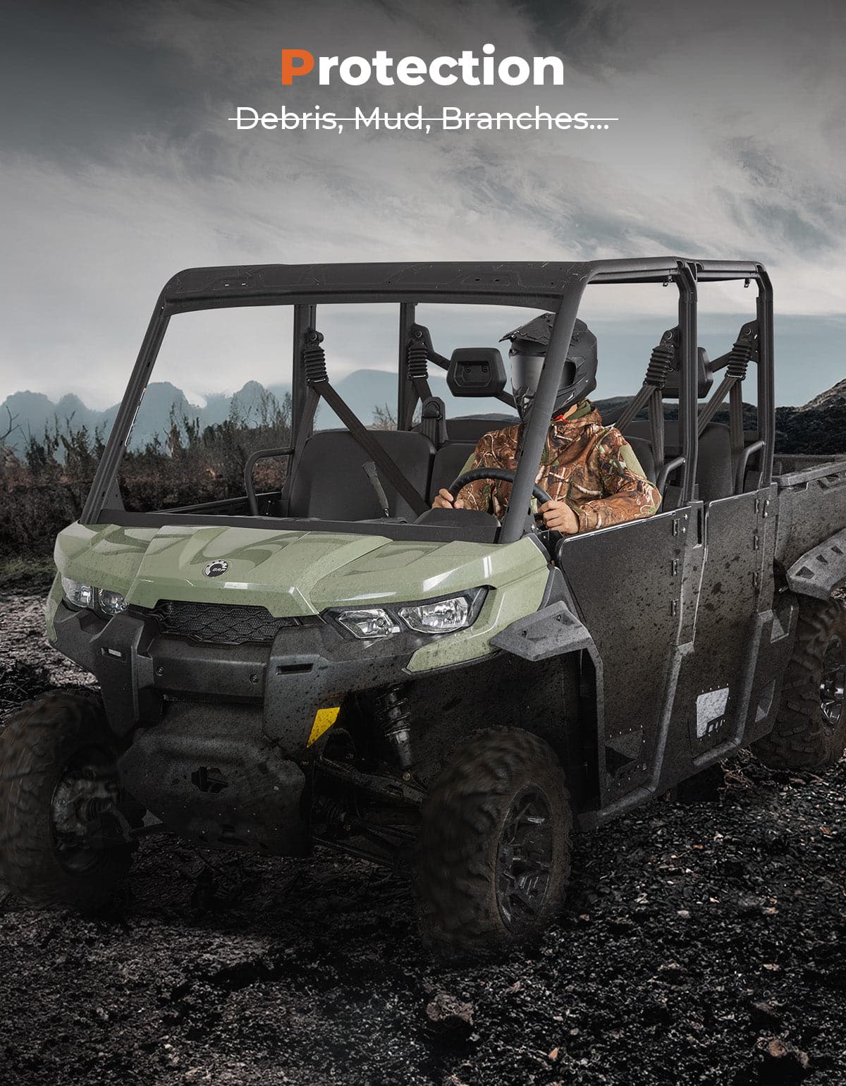 Photo of UTV Aluminum Half Doors for Can-Am Defender MAX by Kemimoto - Premium for UTVs / Side by Sides