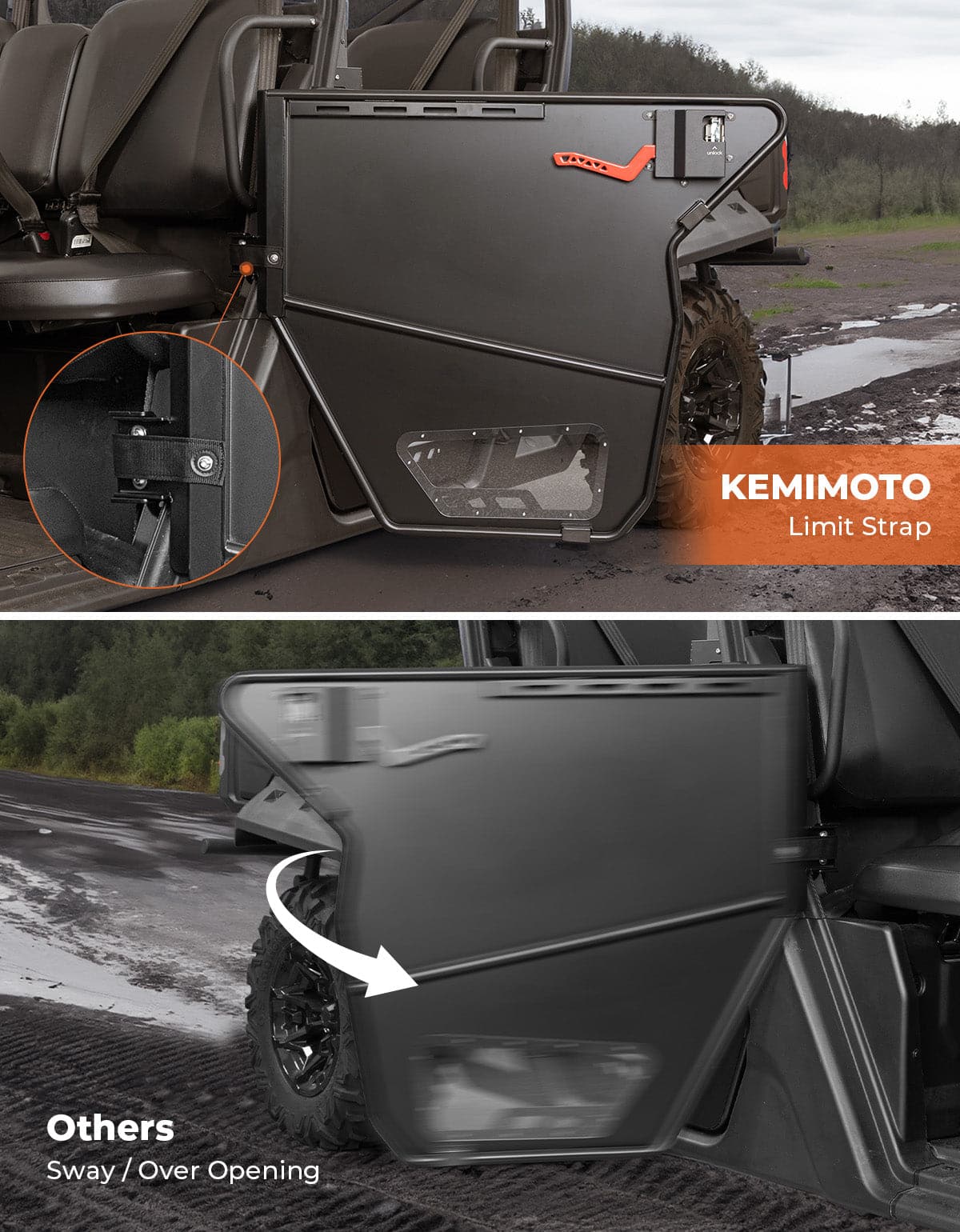 Photo of UTV Aluminum Half Doors for Can-Am Defender MAX by Kemimoto - Premium for UTVs / Side by Sides
