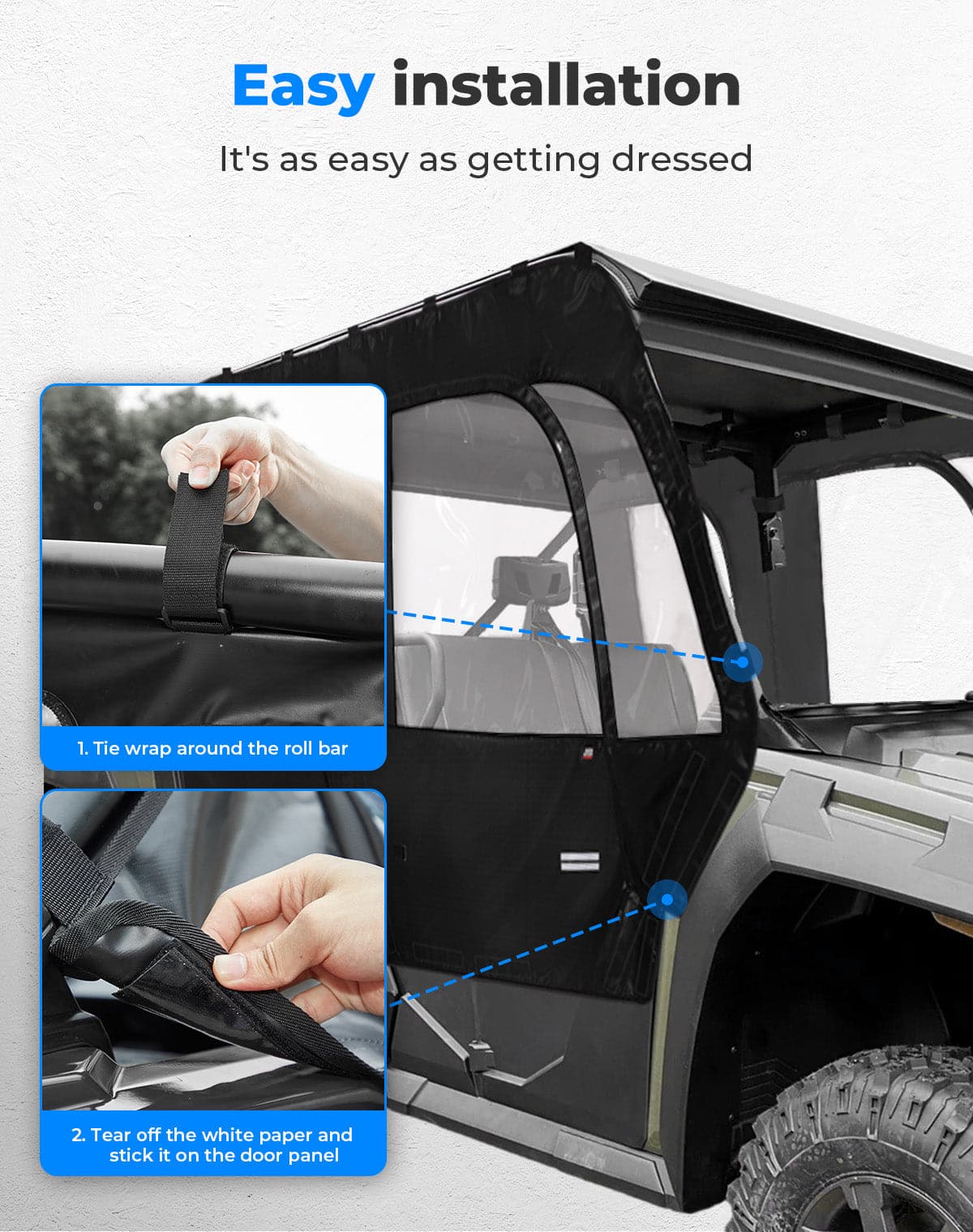 Photo of Soft Cab Enclosure Doors for Tracker 800SX Crew 2020+ by Kemimoto - Premium for UTVs / Side by Sides