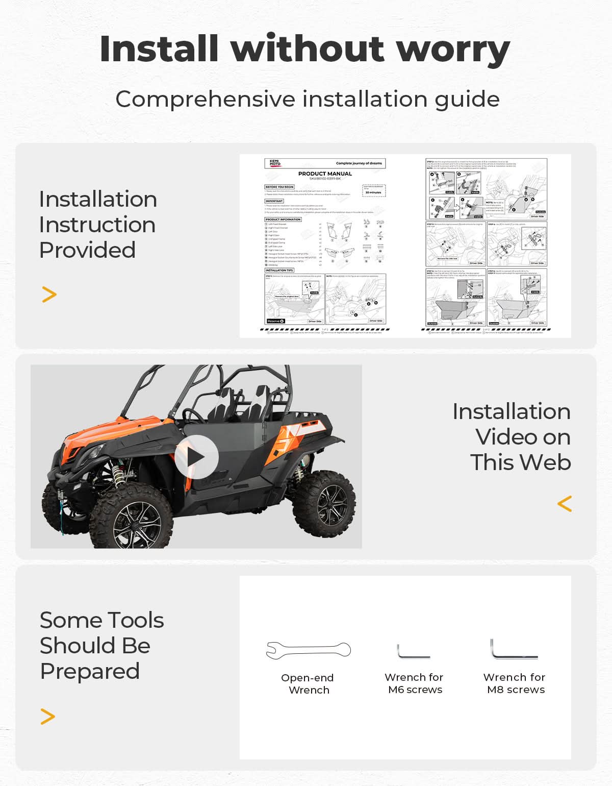 Photo of Kemimoto Heavy-duty Aluminum Doors for CFMOTO ZFORCE 500 | 800 | 1000 by Kemimoto - Premium for UTVs / Side by Sides