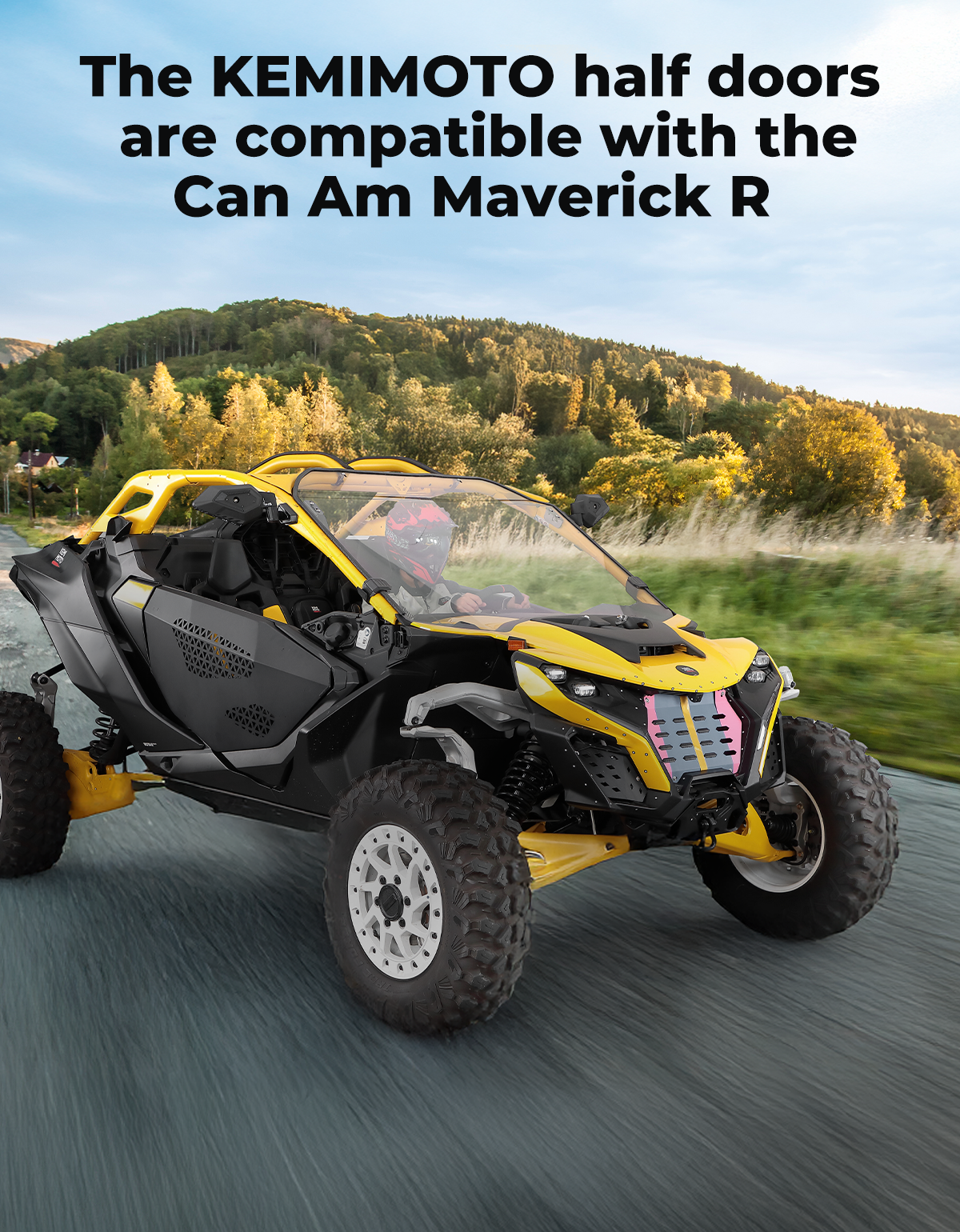 Photo of UTV Aluminum Half Door for Can-Am Maverick R 2024-2025 by Kemimoto - Premium for UTVs / Side by Sides