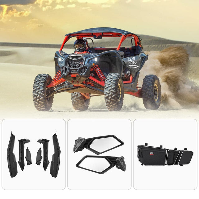Photo of Fender flares & Side mirrors & Door bags for Can-am Maverick X3 / X3 MAX by Kemimoto - Premium for UTVs / Side by Sides