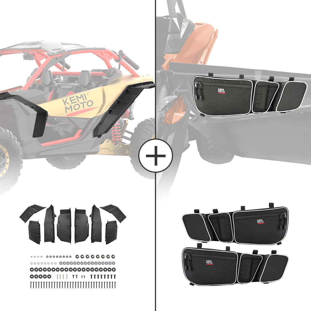 Photo of Extended Fender Flares & Door Bags for Can-Am Maverick X3 by Kemimoto - Premium for UTVs / Side by Sides