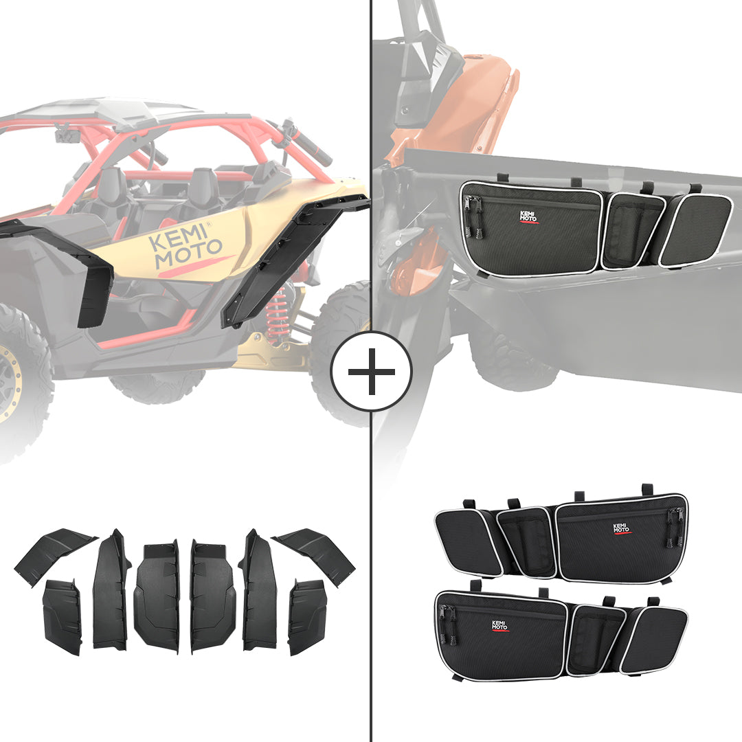 Photo of Extended Fender Flares & Door Bags for Can-Am Maverick X3 by Kemimoto - Premium for UTVs / Side by Sides