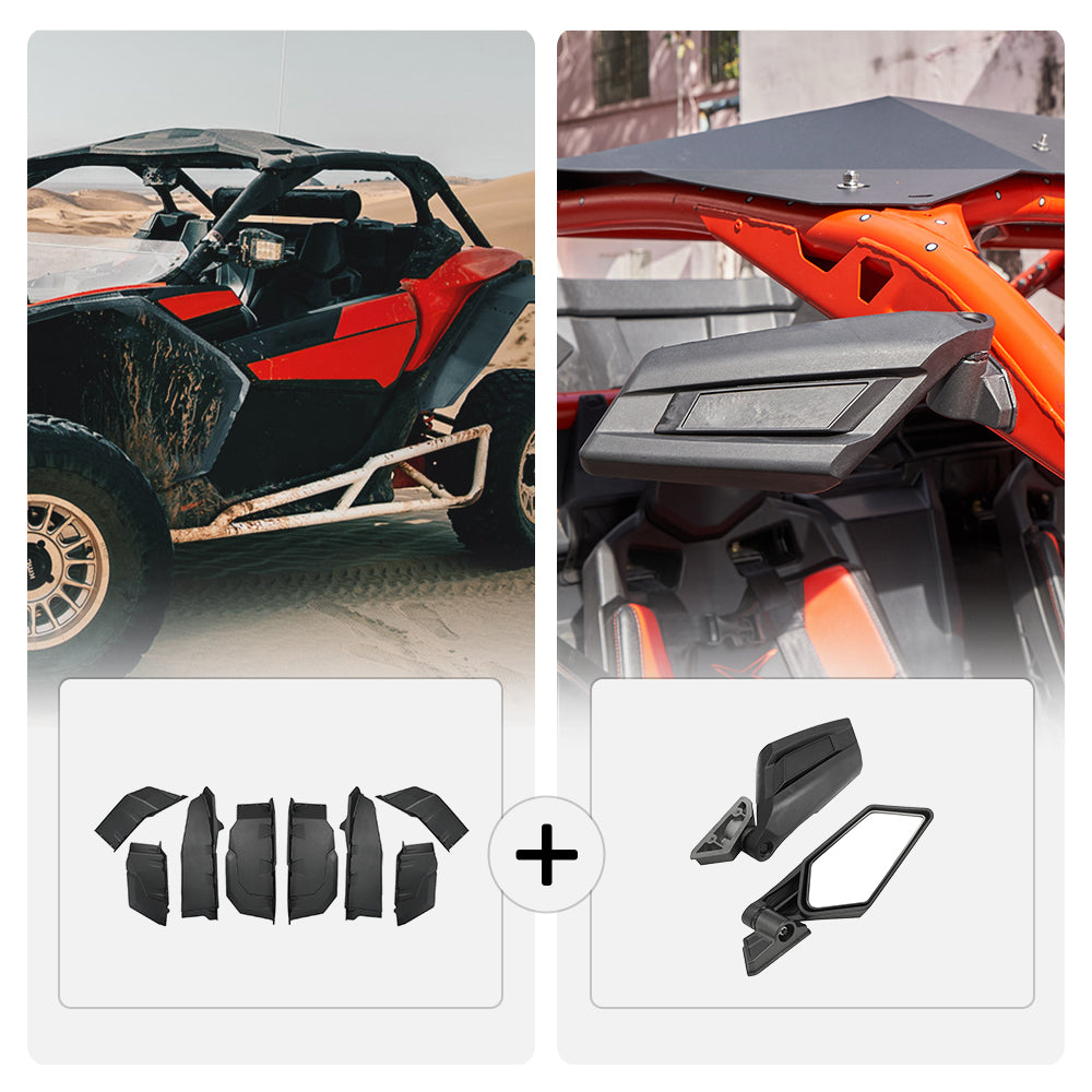 Photo of Extended Fender Flares & Side Mirrors for Can-Am Maverick X3 by Kemimoto - Premium for UTVs / Side by Sides