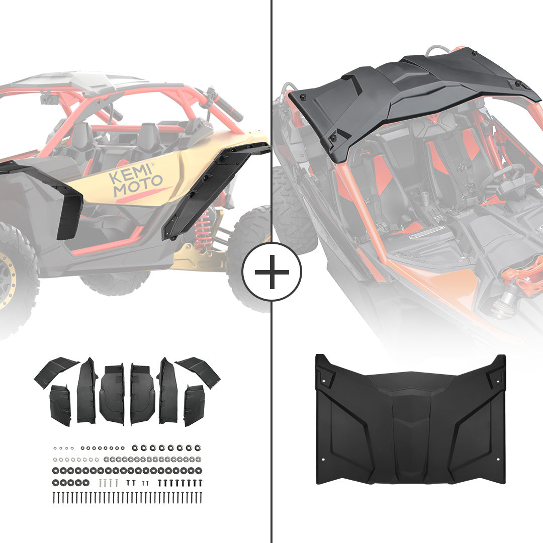 Photo of Extended Fender Flares & Hard Roof For Can-Am Maverick X3 by Kemimoto - Premium for UTVs / Side by Sides