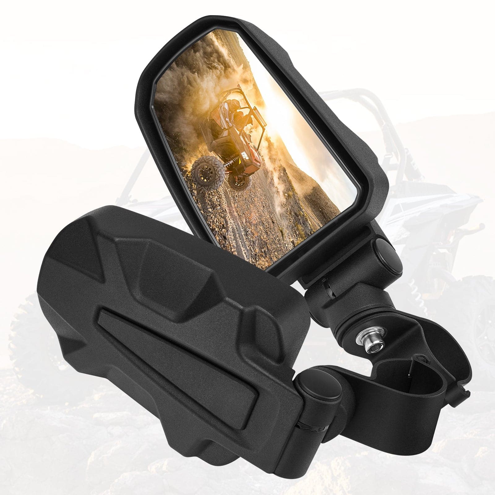 Photo of Adjustable Side View Convex Mirror for 1.75" Roll Cage Fit Yamaha Rhino by Kemimoto - Premium for UTVs / Side by Sides
