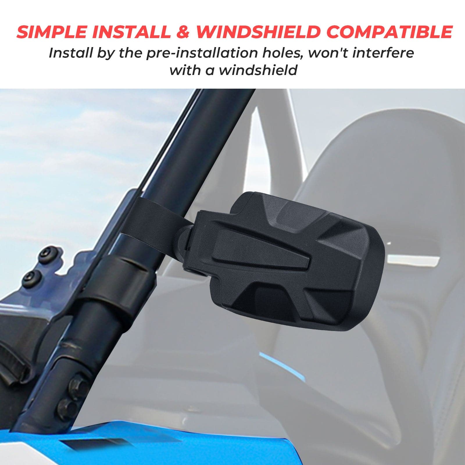 Photo of Adjustable Side View Mirror for 1.75" Roll Cage For Polaris RZR by Kemimoto - Premium for UTVs / Side by Sides