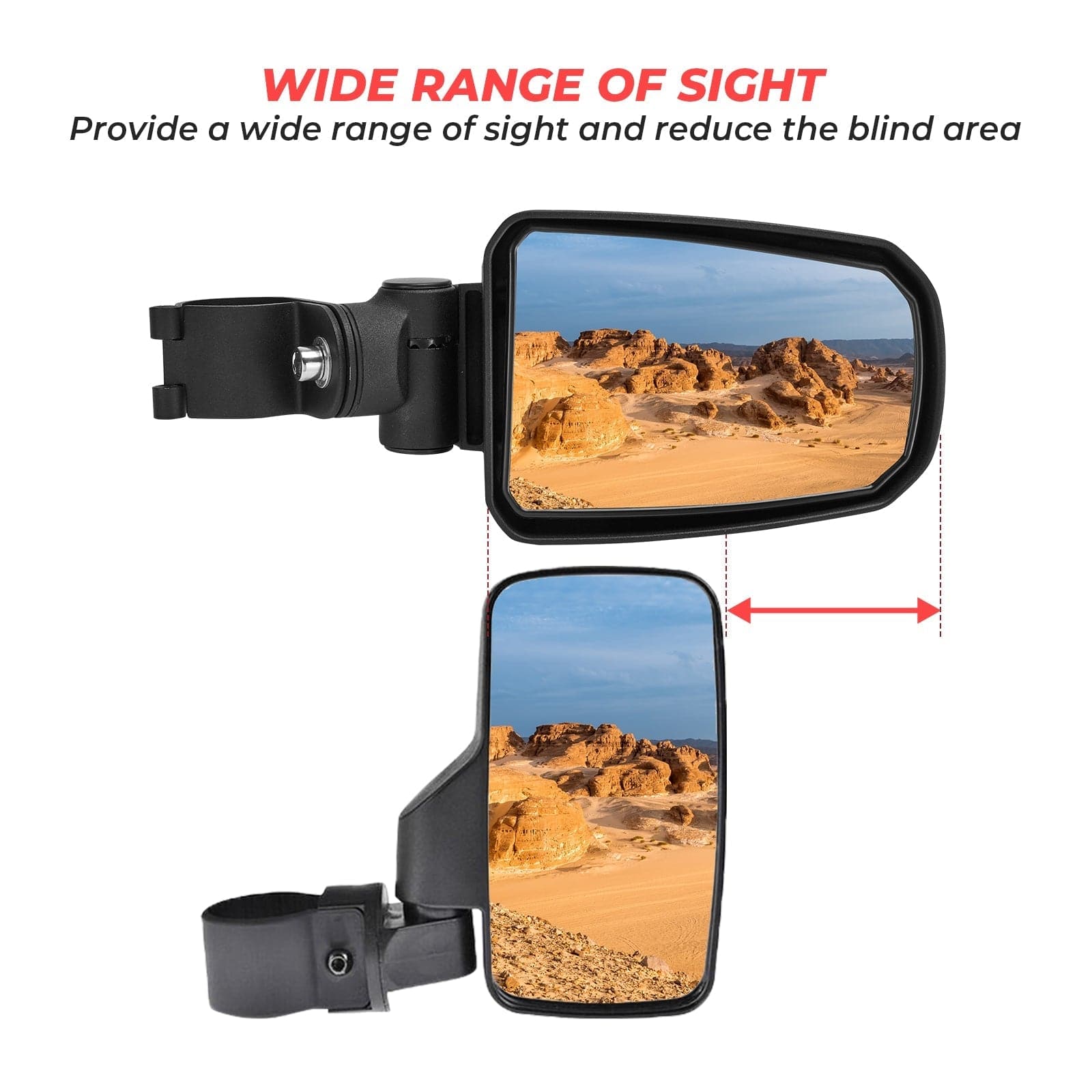 Photo of Adjustable Side View Mirror for 1.75" Roll Cage For Polaris Ranger by Kemimoto - Premium for UTVs / Side by Sides