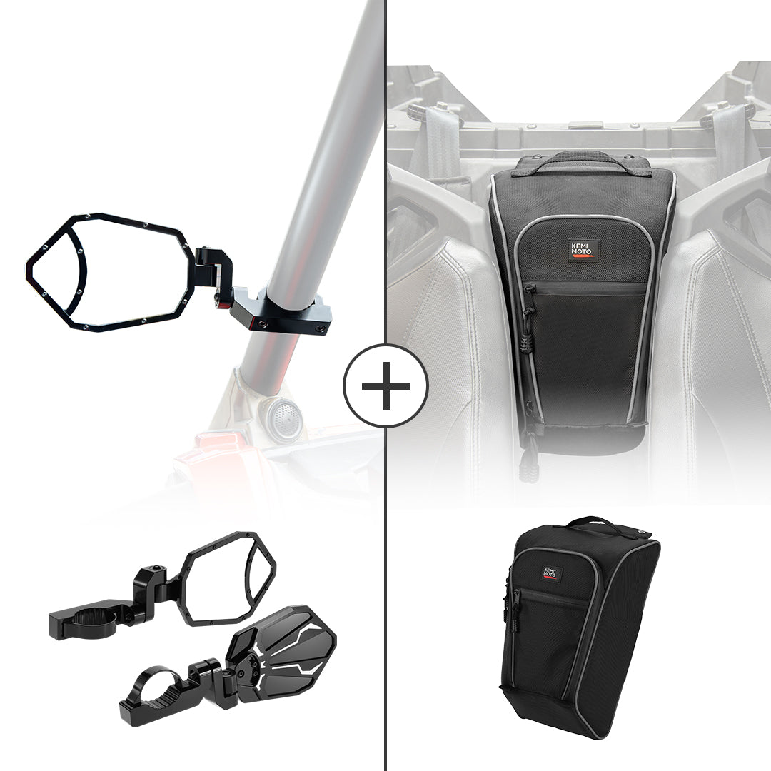 Photo of Rear View Side Mirrors & Center Shoulder Bag for Polaris RZR PRO XP/4 by Kemimoto - Premium for UTVs / Side by Sides