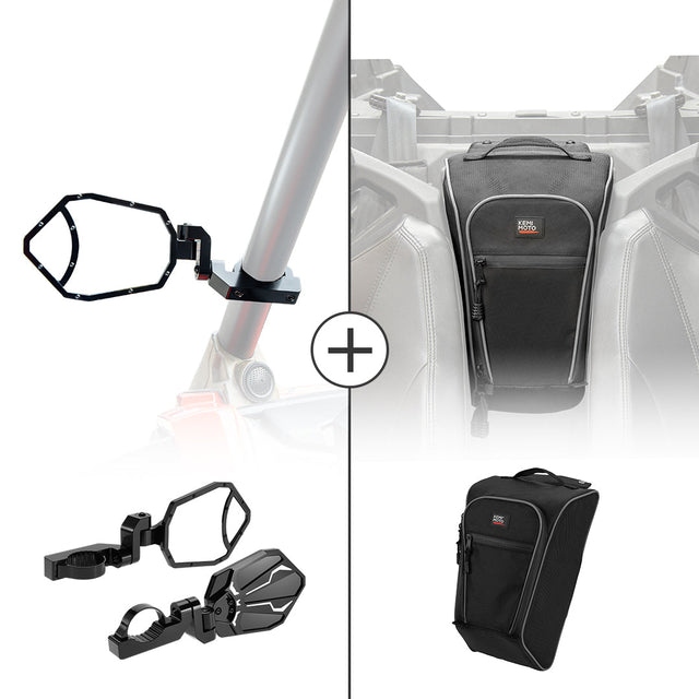 Photo of Rear View Side Mirrors & Center Shoulder Bag for Polaris RZR PRO XP/4 by Kemimoto - Premium for UTVs / Side by Sides