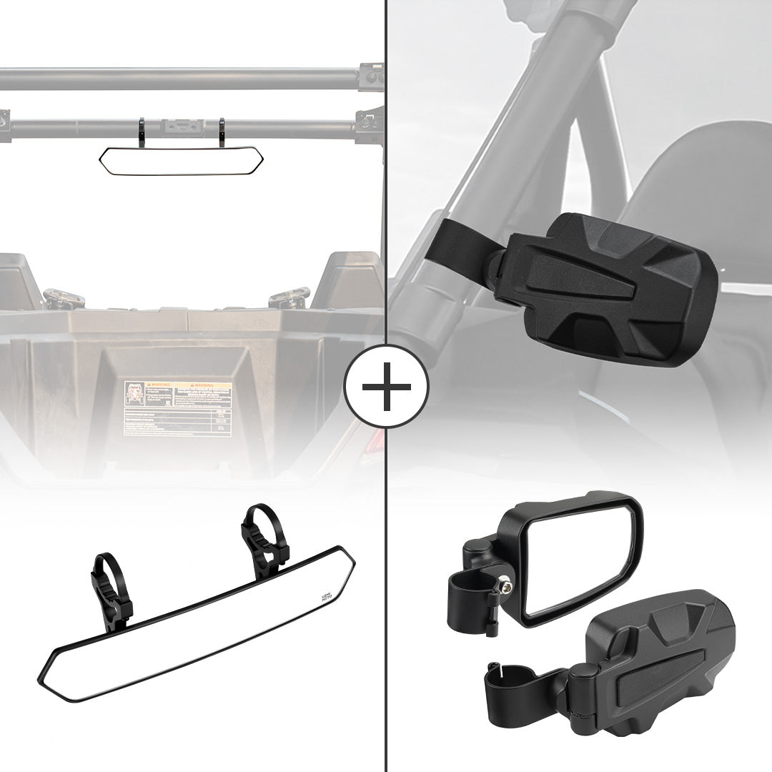 Photo of UTV 1.65"-2" Rear View Mirror & 1.75" Round Tube Convex Side Mirror by Kemimoto - Premium for UTVs / Side by Sides