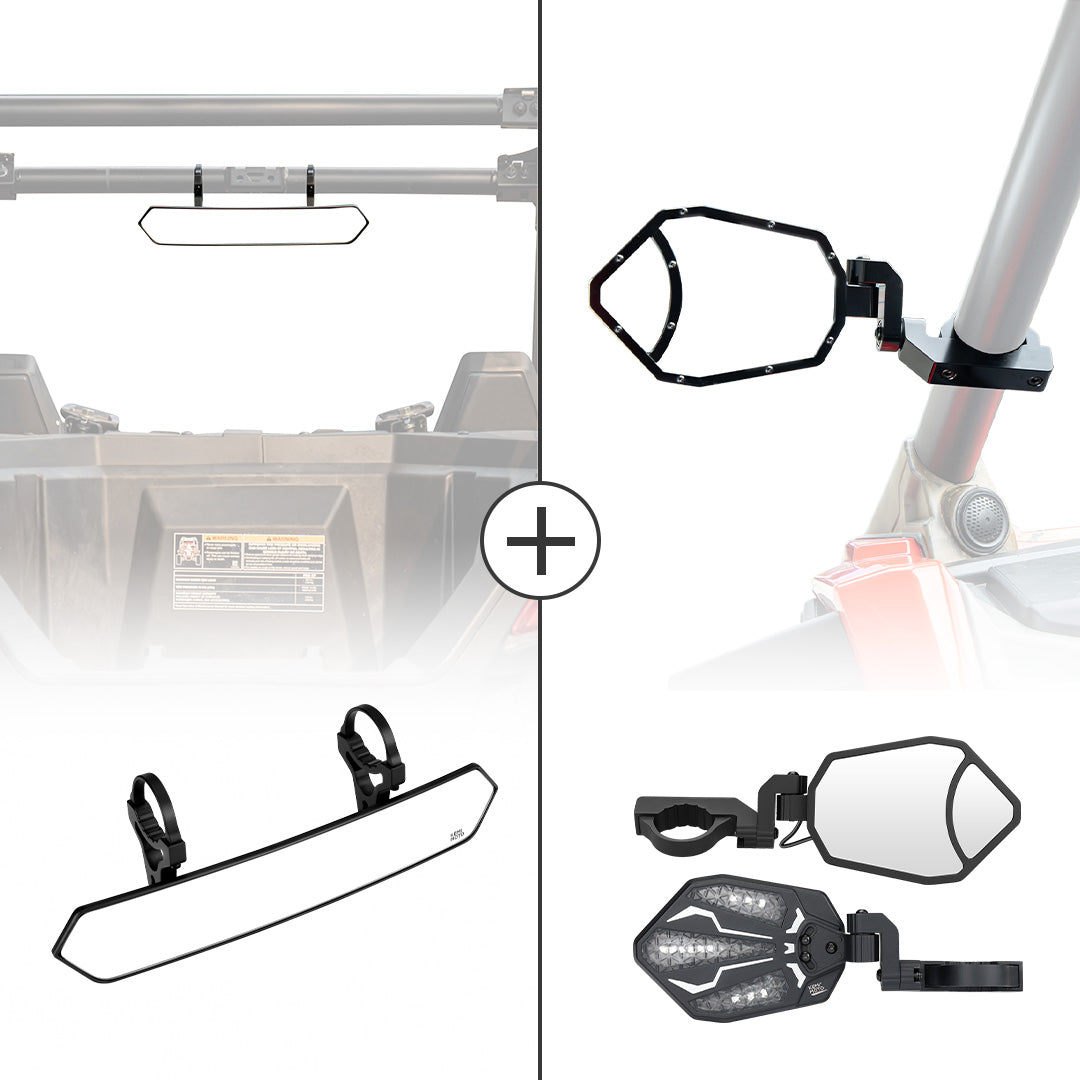 Photo of UTV 1.65"-2" Side Mirror With RBG Light & 1.75" Convex Side Mirror by Kemimoto - Premium for UTVs / Side by Sides