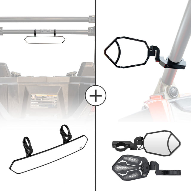 Photo of UTV 1.65"-2" Side Mirror With RBG Light & 1.75" Convex Side Mirror by Kemimoto - Premium for UTVs / Side by Sides