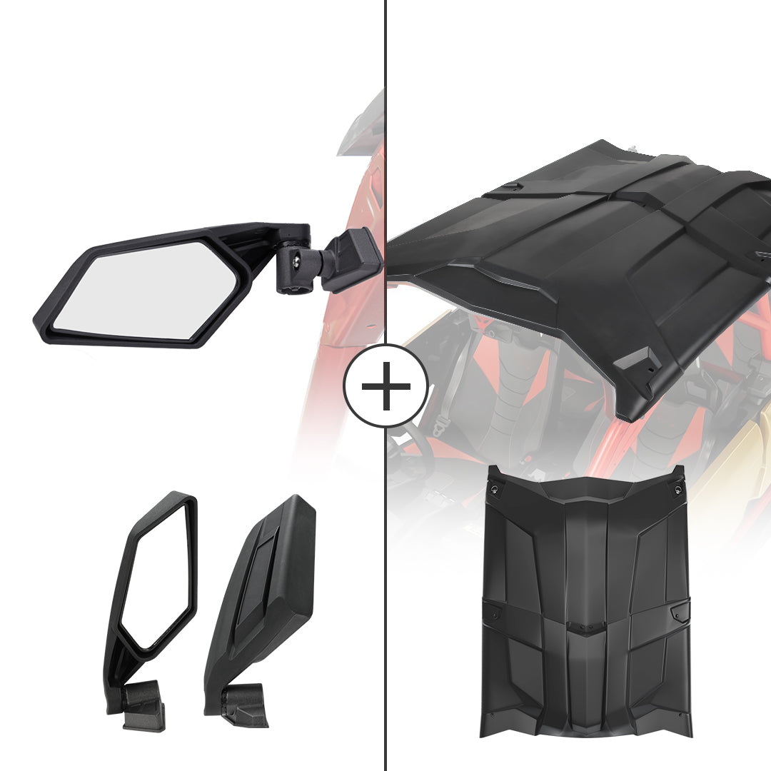 Photo of Side View Mirror & Hard Roof for Can-Am Maverick X3 Max by Kemimoto - Premium for UTVs / Side by Sides