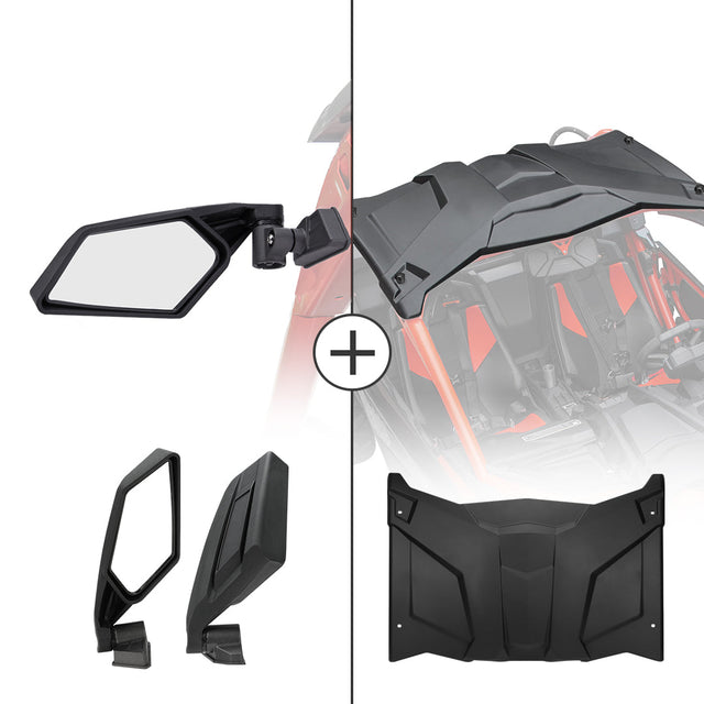Photo of Side View Mirror & Hard Roof for Can-Am Maverick X3 by Kemimoto - Premium for UTVs / Side by Sides