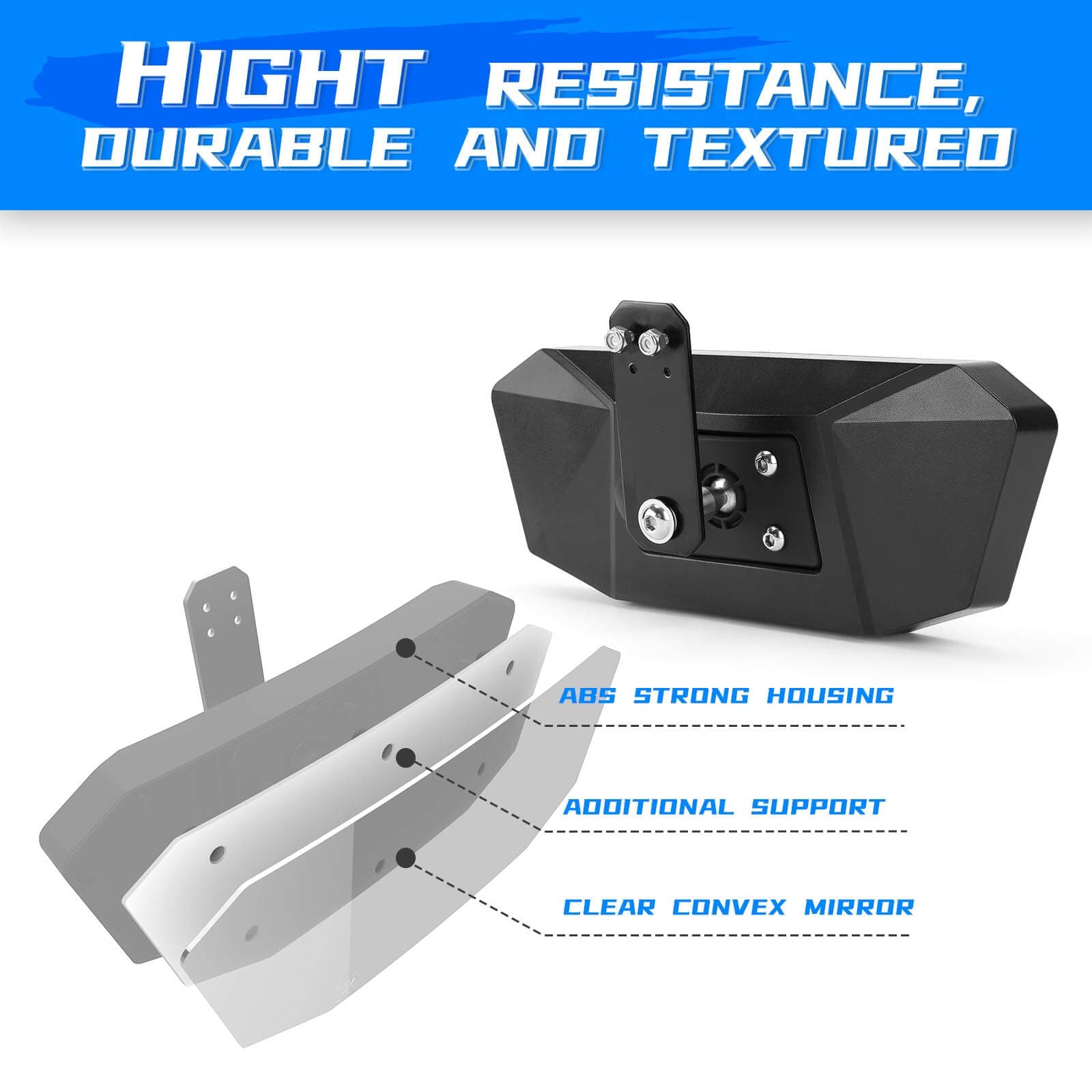 Photo of Adjustable Side Mirrors & Rear View Mirror For Polaris Ranger/ Defender by Kemimoto - Premium for UTVs / Side by Sides