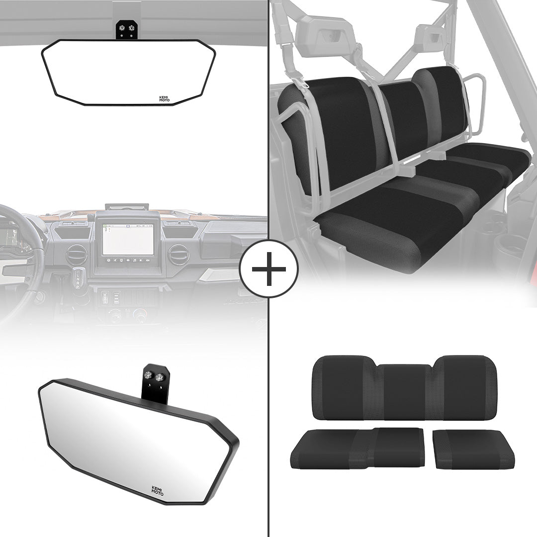 Photo of Rear View Mirror & Seat Cover for Polaris Ranger XP 1000 2018-2024 by Kemimoto - Premium for UTVs / Side by Sides