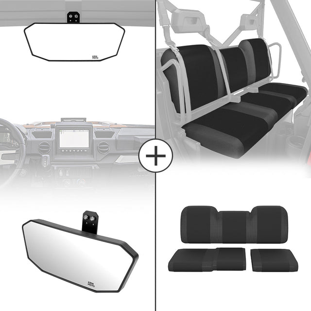 Photo of Rear View Mirror & Seat Cover for Polaris Ranger XP 1000 2018-2024 by Kemimoto - Premium for UTVs / Side by Sides