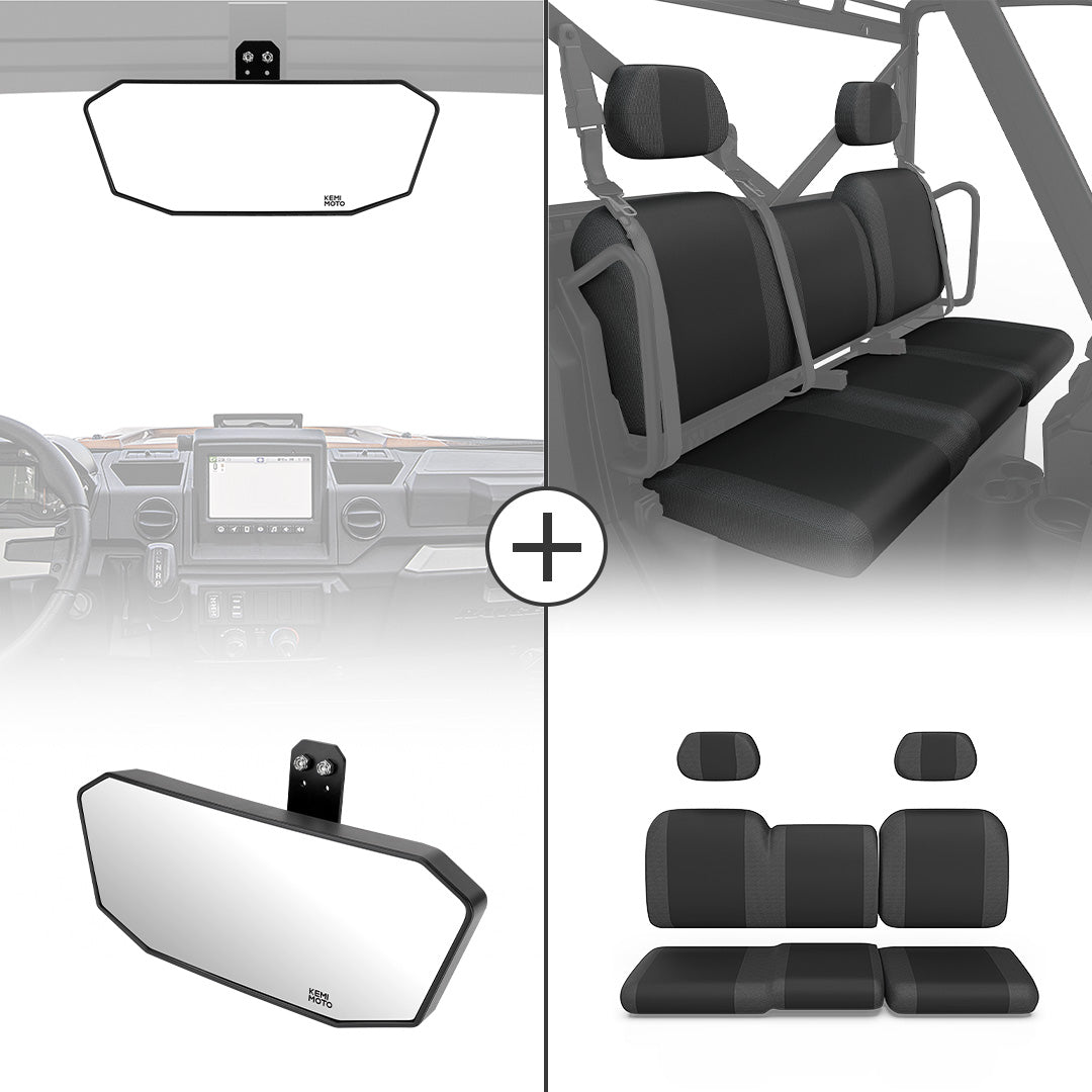 Photo of Upgraded Rear View Mirror & Camouflage Seat Cover for Ranger XP 1000 by Kemimoto - Premium for UTVs / Side by Sides