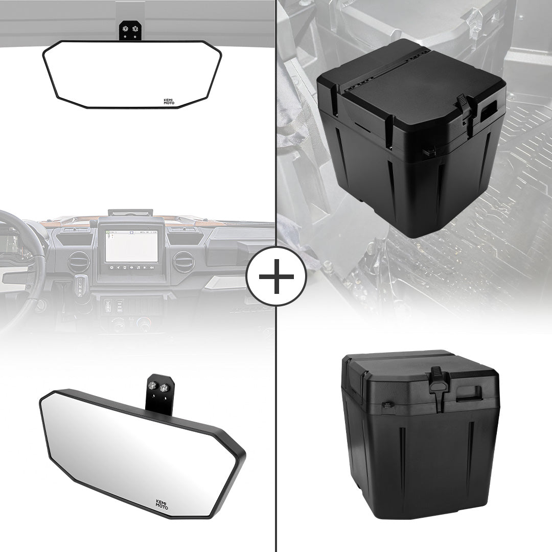 Photo of Rear View Mirror & Under Seat Storage Box for Polaris Ranger XP 1000 by Kemimoto - Premium for UTVs / Side by Sides