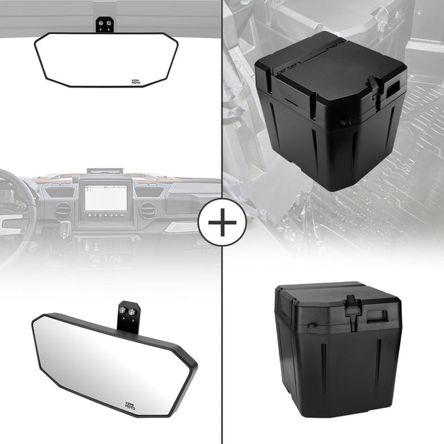 Photo of Rear View Mirror & Under Seat Storage Box for Polaris Ranger XP 1000 by Kemimoto - Premium for UTVs / Side by Sides