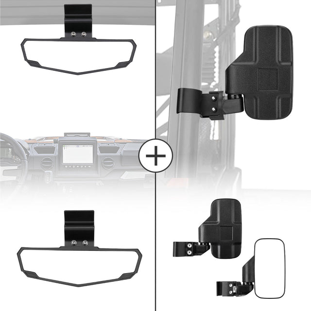 Photo of Adjustable Side Mirrors & Rear View Mirror For Polaris Ranger/ Defender by Kemimoto - Premium for UTVs / Side by Sides