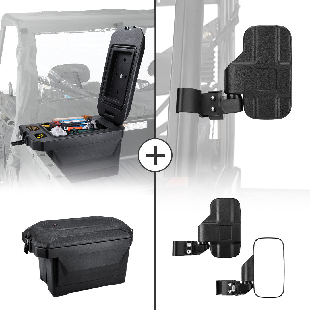 Photo of Side Mirrors & 45L Storage box for Polaris Ranger by Kemimoto - Premium for UTVs / Side by Sides