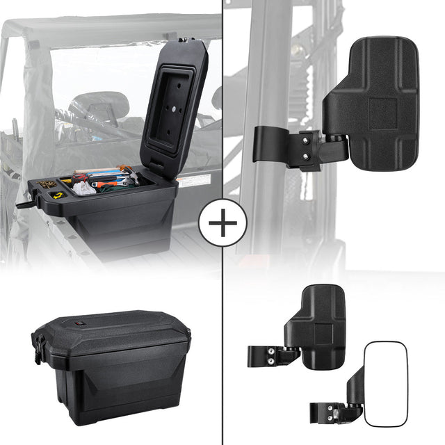 Photo of Side Mirrors & 45L Storage box for Polaris Ranger by Kemimoto - Premium for UTVs / Side by Sides