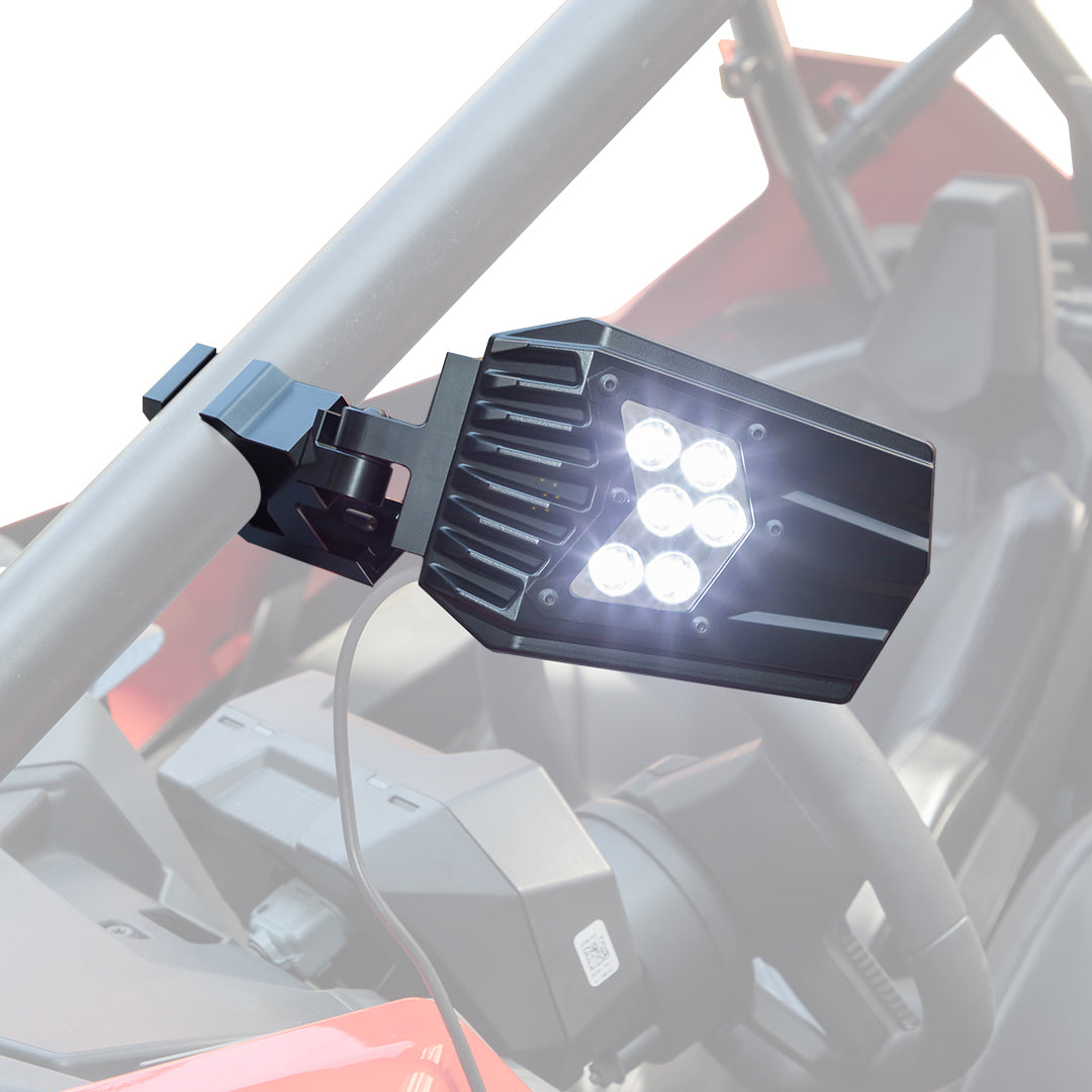 Photo of UTV Side Mirrors with light fit 1.5" - 2" Roll Bar by Kemimoto - Premium for UTVs / Side by Sides