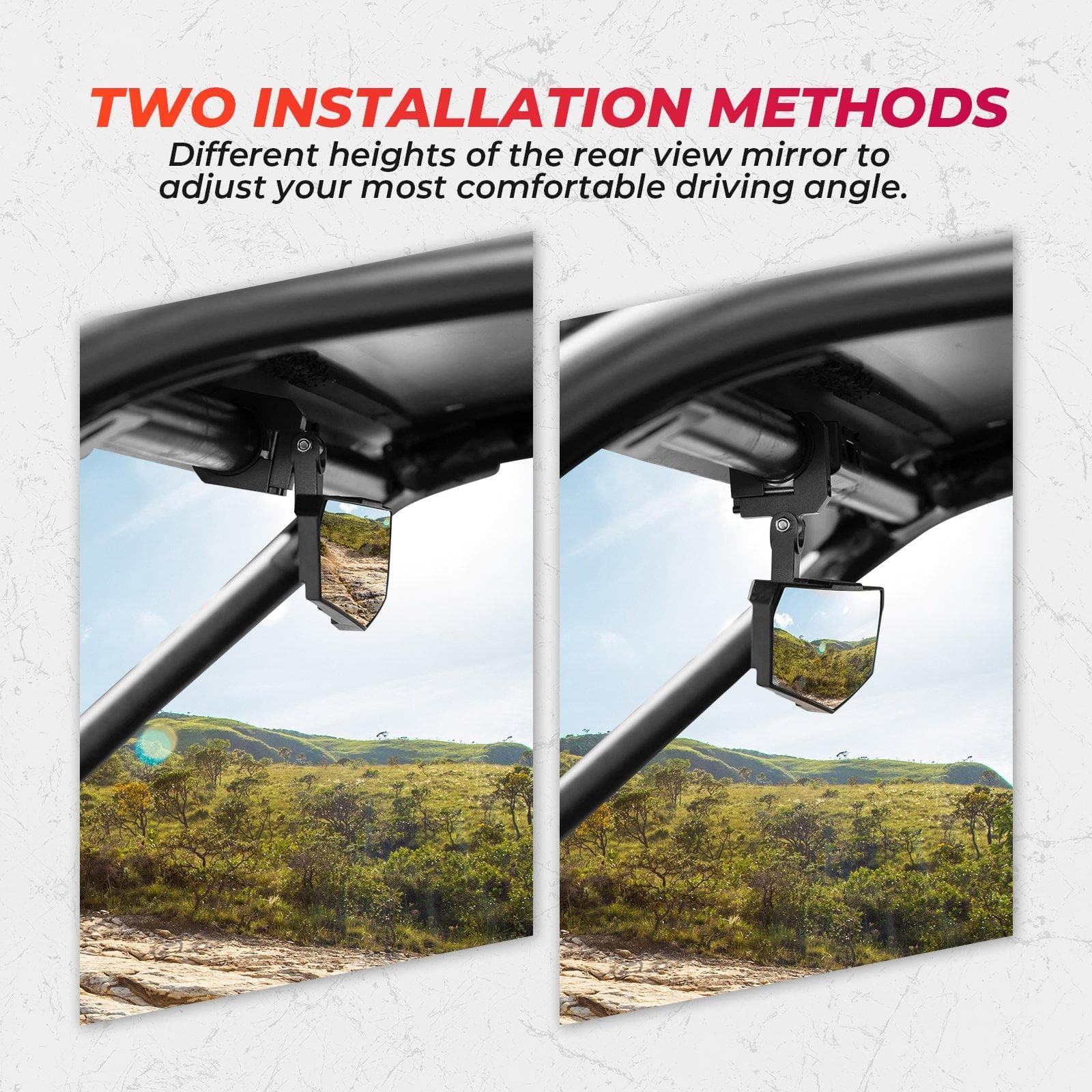 Photo of 1.5-2" Rear view Mirror for Polaris RZR/Pioneer/Talon/ X3/ CFMOTO/Kawasaki by Kemimoto - Premium for UTVs / Side by Sides