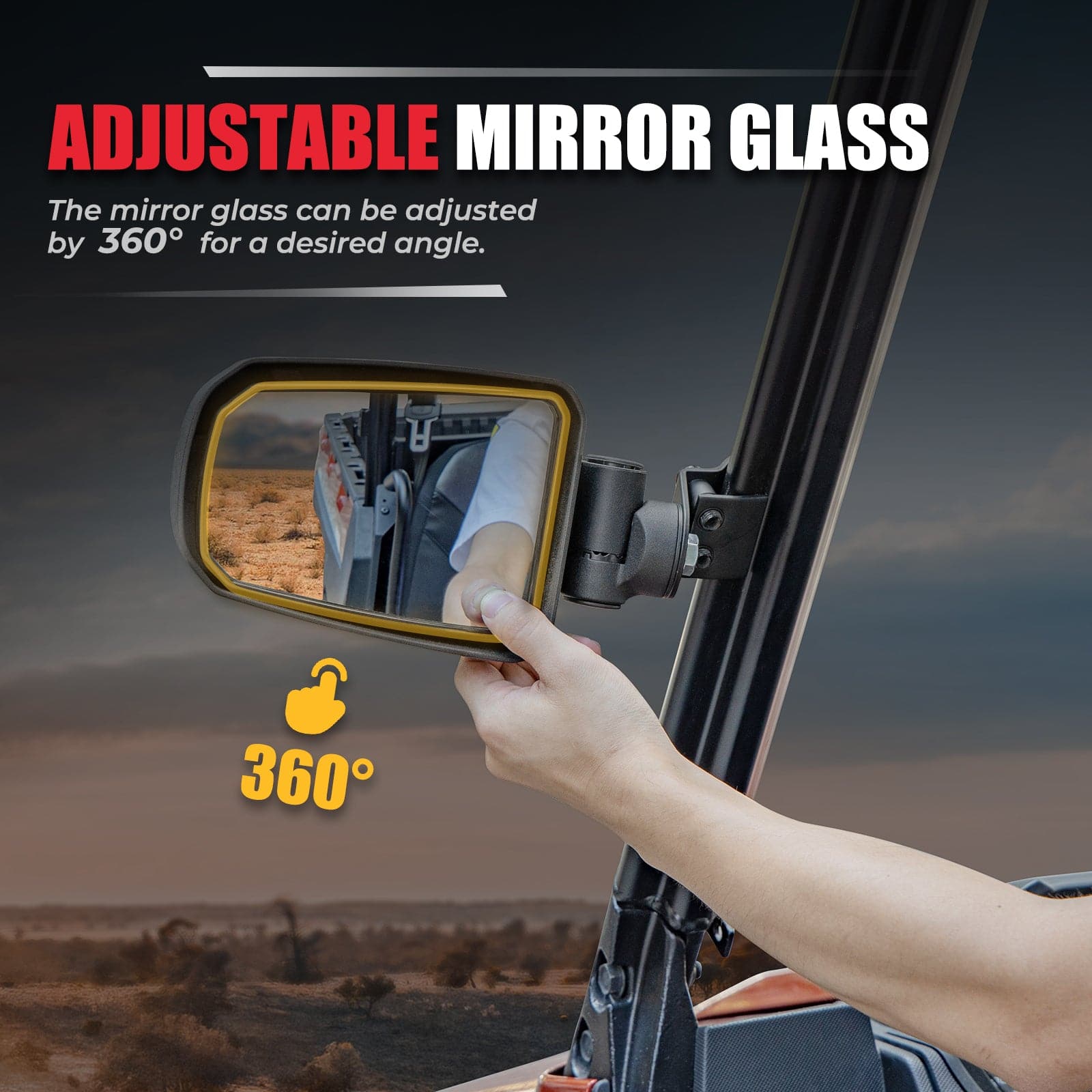 Photo of Side Mirrors for Polaris Ranger/Can-am Defender/Maverick Trail by Kemimoto - Premium for UTVs / Side by Sides