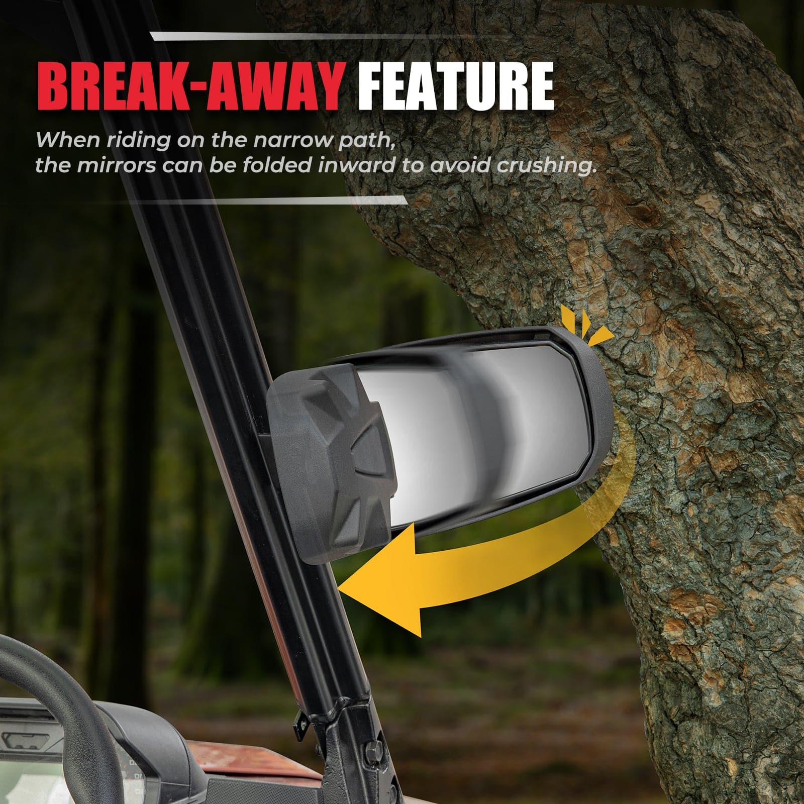 Photo of Side Mirrors for Polaris Ranger/Can-am Defender/Maverick Trail by Kemimoto - Premium for UTVs / Side by Sides