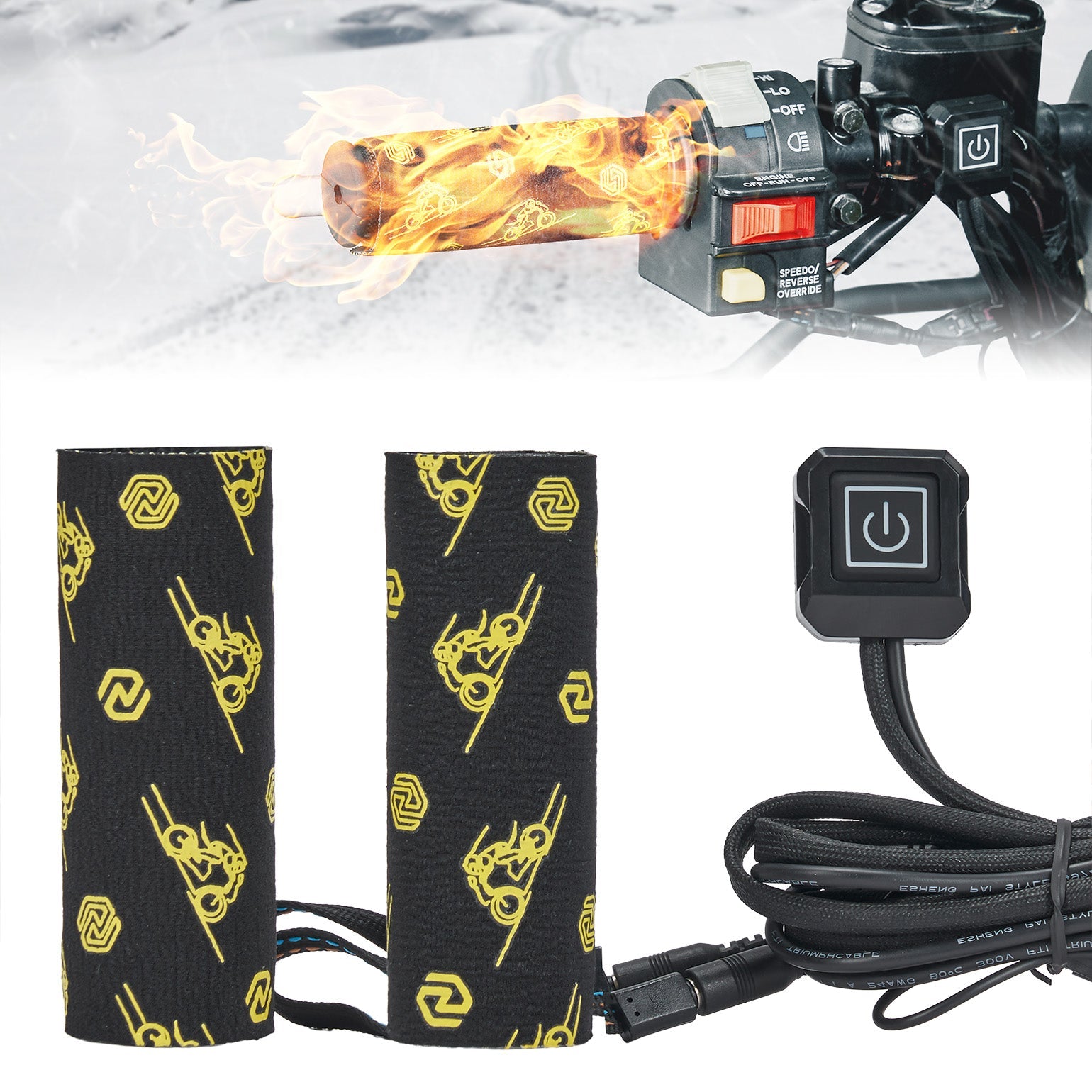 Photo of Heated Motorcycle Grip Pads, IP67 Waterproof by Kemimoto - Premium for UTVs / Side by Sides
