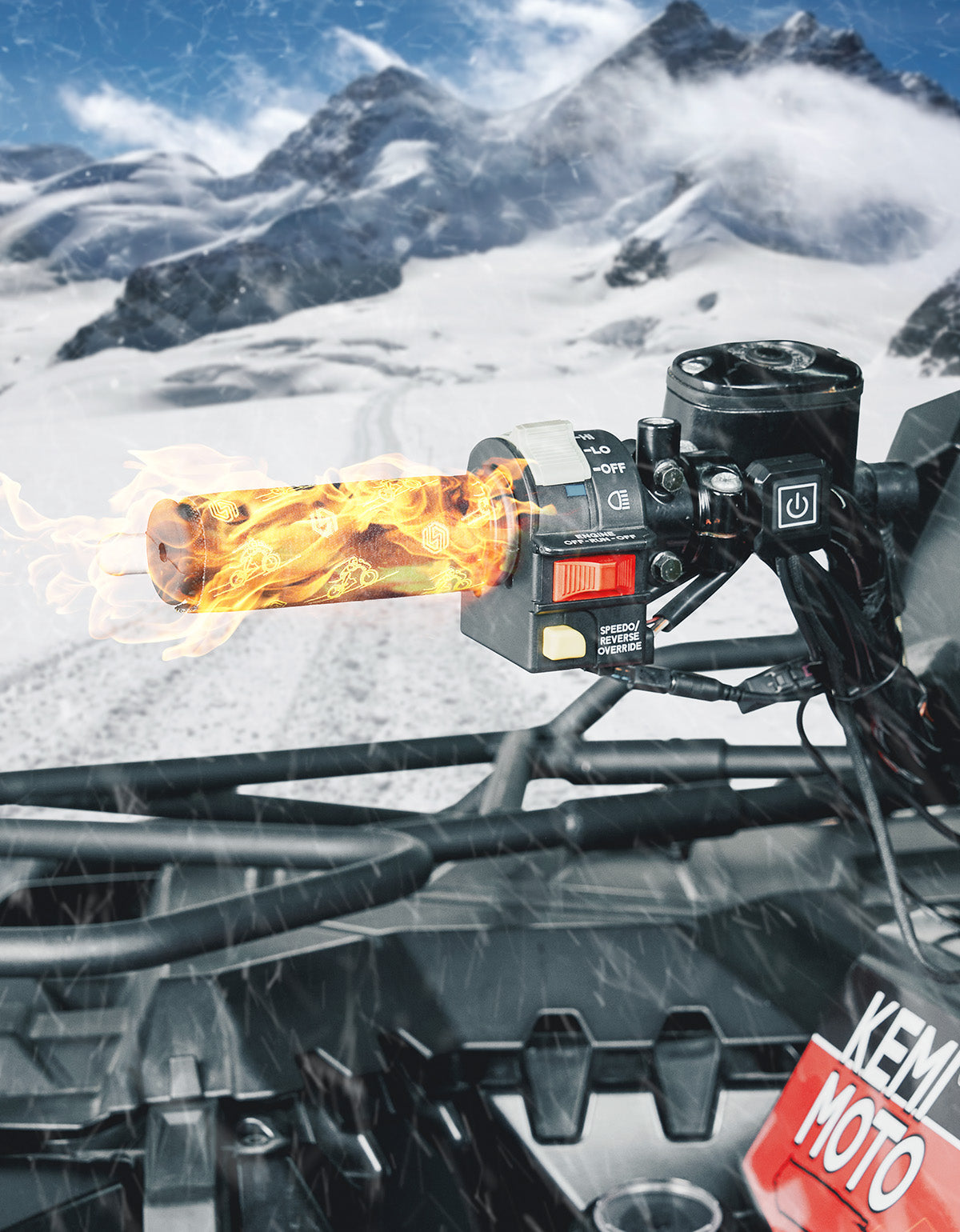 Photo of Heated Motorcycle Grip Pads, IP67 Waterproof by Kemimoto - Premium for UTVs / Side by Sides