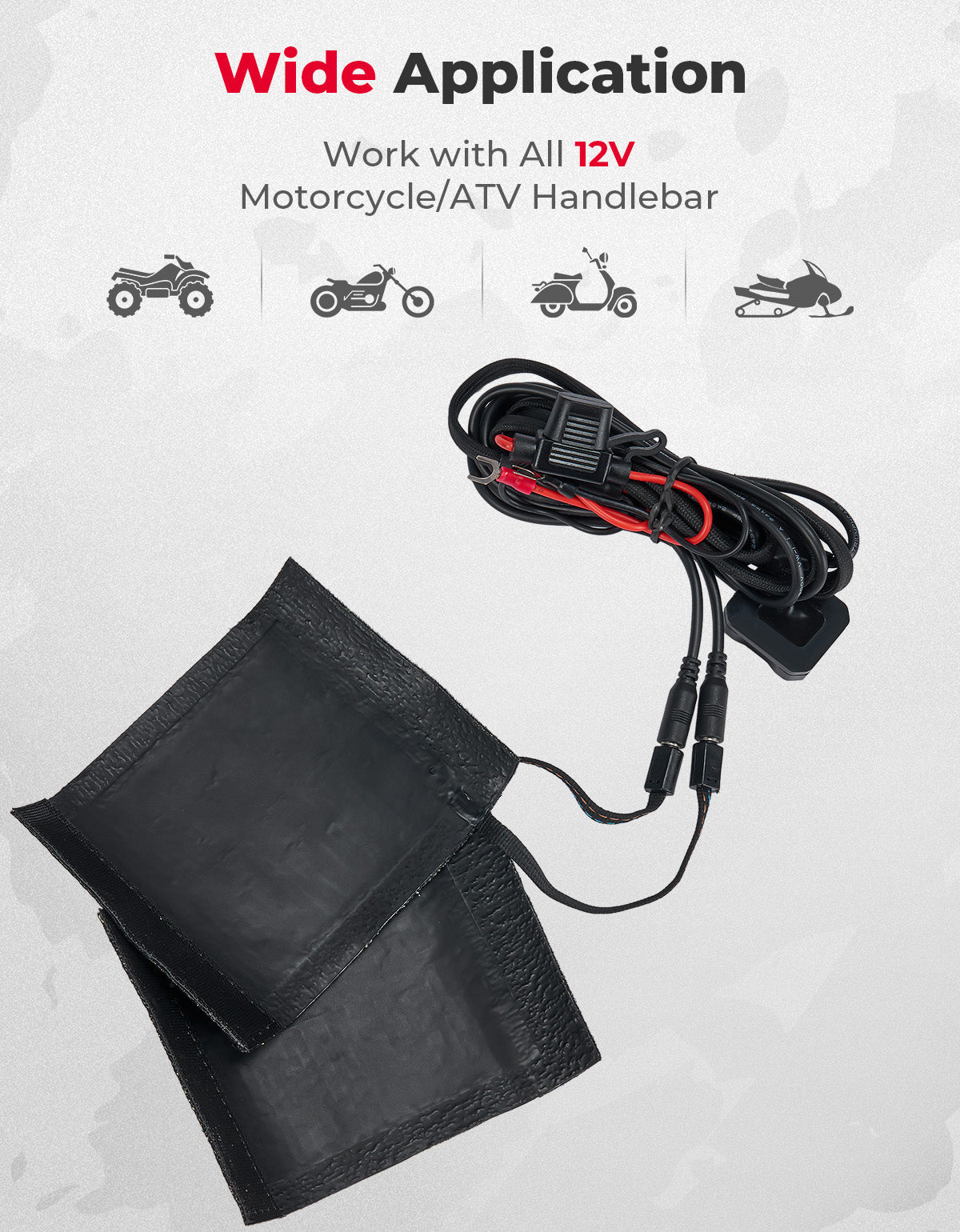 Photo of Heated Motorcycle Grip Pads, IP67 Waterproof by Kemimoto - Premium for UTVs / Side by Sides