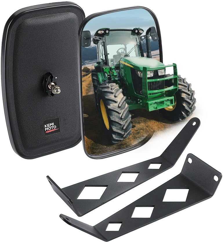 Photo of Tractor Side Mirrors for John Deere 5000 & 6000 Series by Kemimoto - Premium for UTVs / Side by Sides