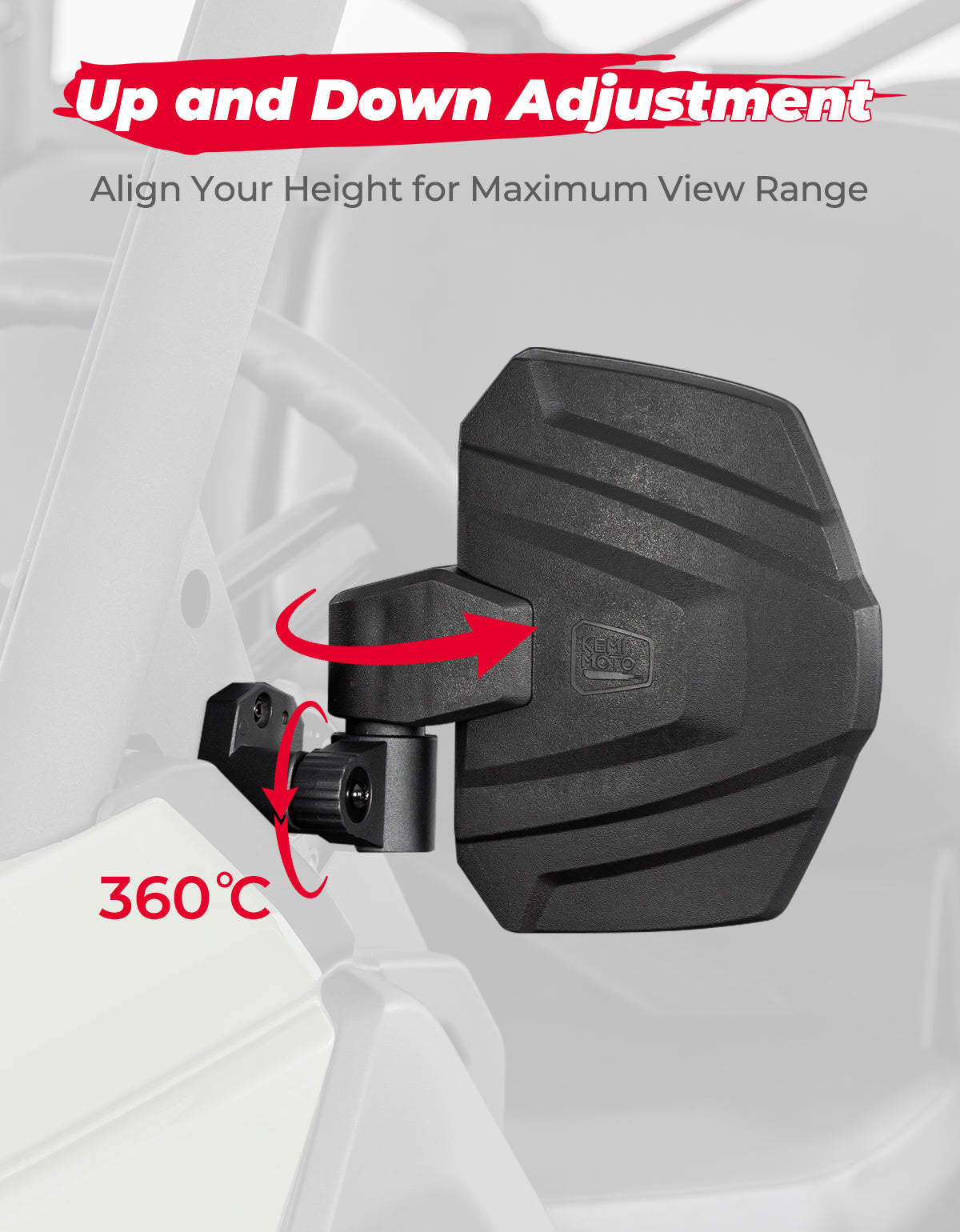 Photo of One Pair Side Mirrors for Can Am Defender HD5|8|10 by Kemimoto - Premium for UTVs / Side by Sides