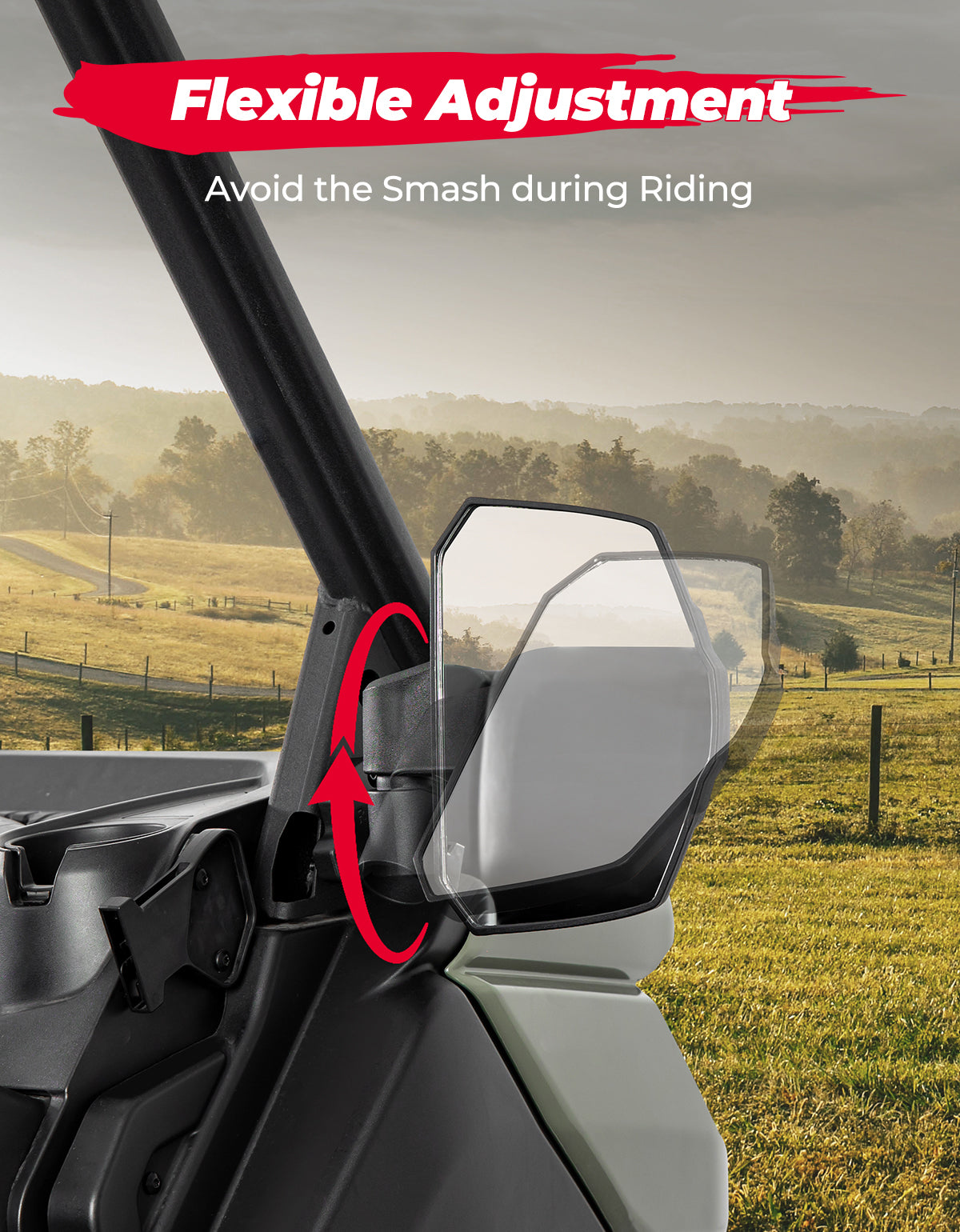 Photo of One Pair Side Mirrors for Can Am Defender HD5|8|10 by Kemimoto - Premium for UTVs / Side by Sides