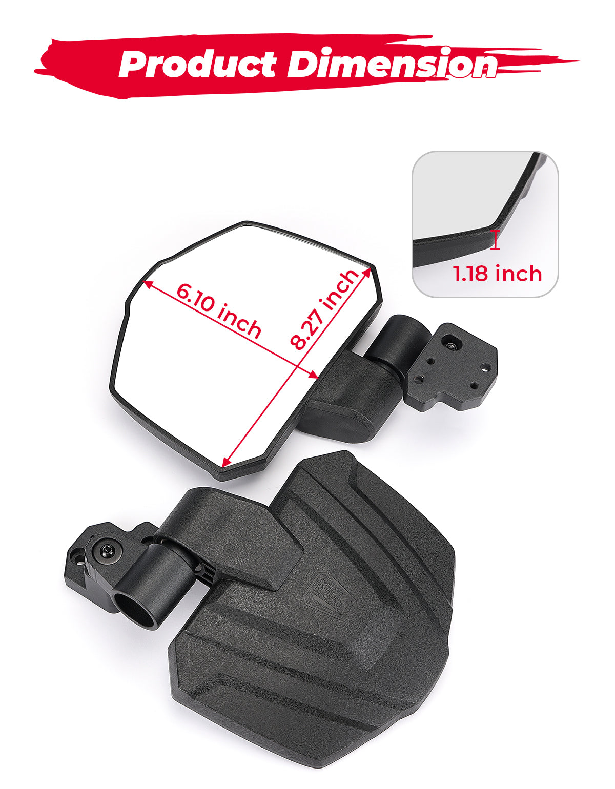 Photo of One Pair Side Mirrors for Can Am Defender HD5|8|10 by Kemimoto - Premium for UTVs / Side by Sides