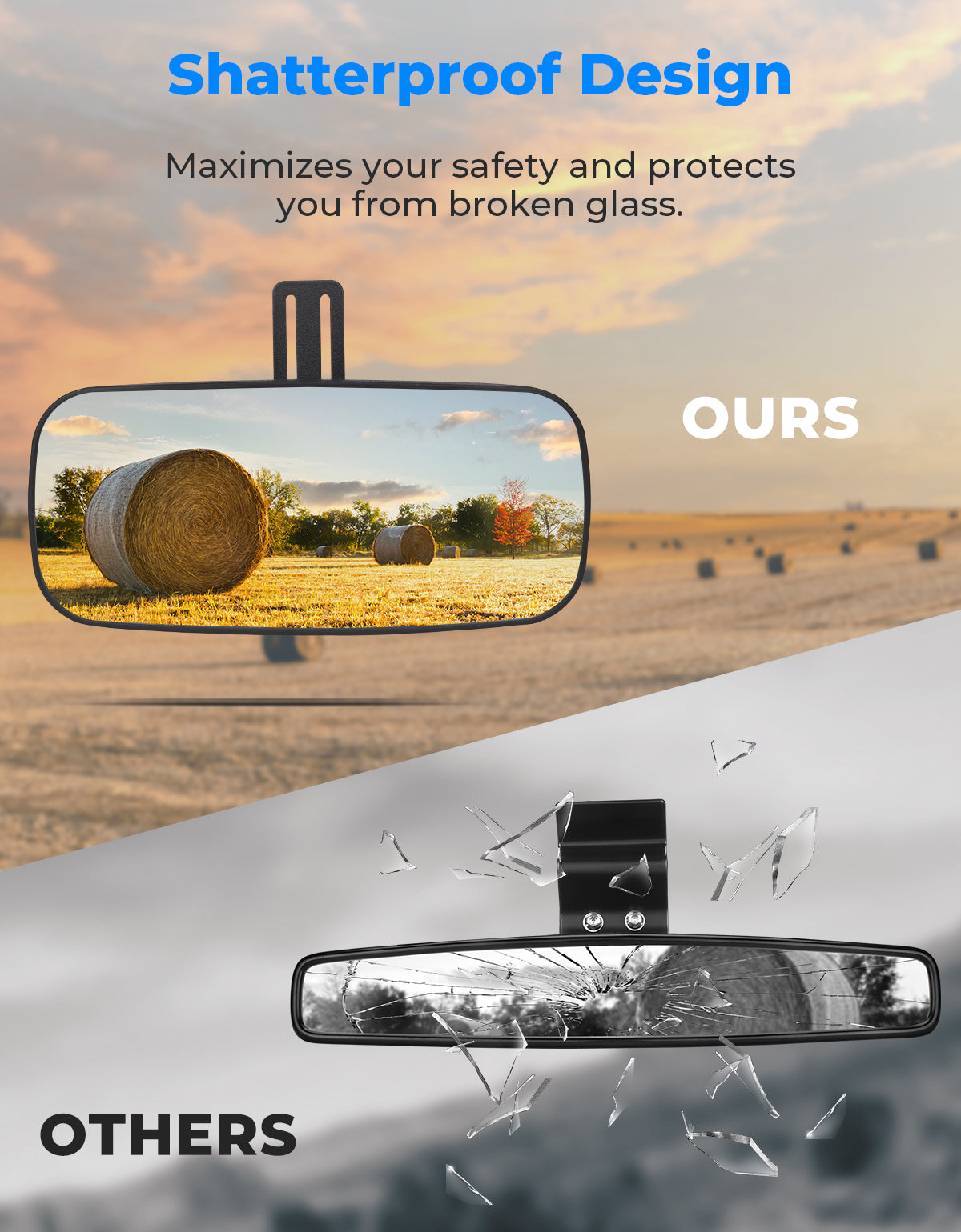 Photo of Upgraded Rear View Mirror for Polaris Ranger 500 570 900 XP 1000 XP/Crew 2017-2025 by Kemimoto - Premium for UTVs / Side by Sides