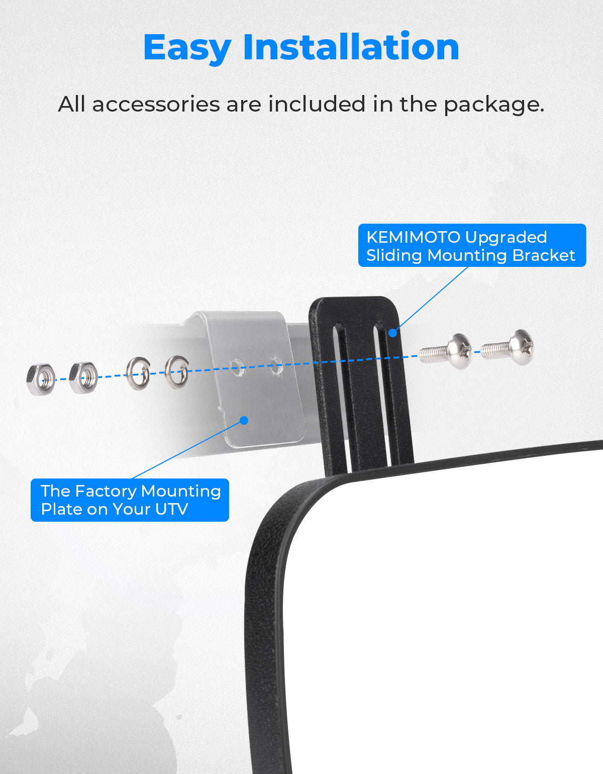 Photo of Upgraded Rear View Mirror for Polaris Ranger 500 570 900 XP 1000 XP/Crew 2017-2025 by Kemimoto - Premium for UTVs / Side by Sides