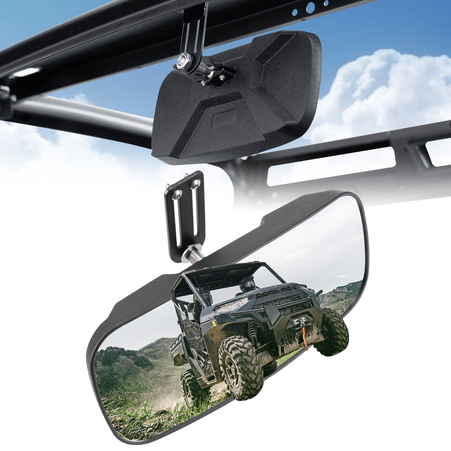 Photo of Upgraded Rear View Mirror for Polaris Ranger 500 570 900 XP 1000 XP/Crew 2017-2025 by Kemimoto - Premium for UTVs / Side by Sides