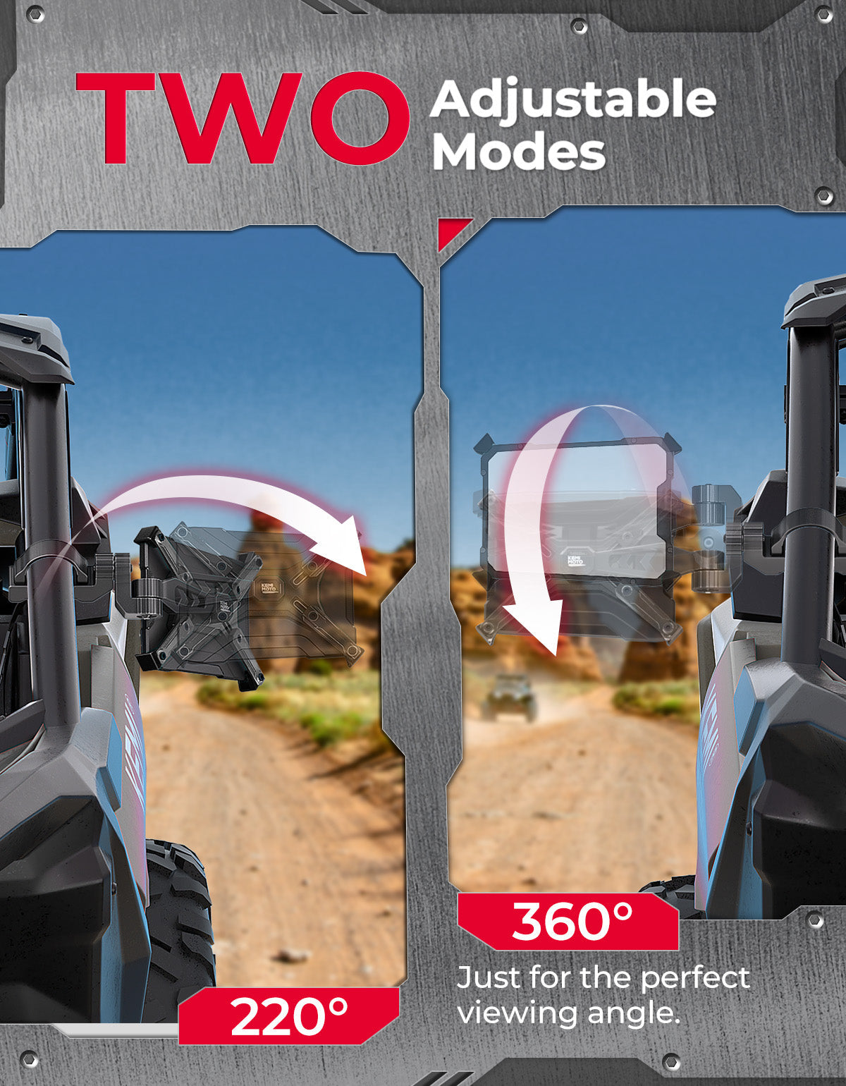 Photo of Aluminum CNC UTV Mirror X (Pair) for Polaris RZR | Can-Am Maverick X3 | Talon | Teryx by Kemimoto - Premium for UTVs / Side by Sides