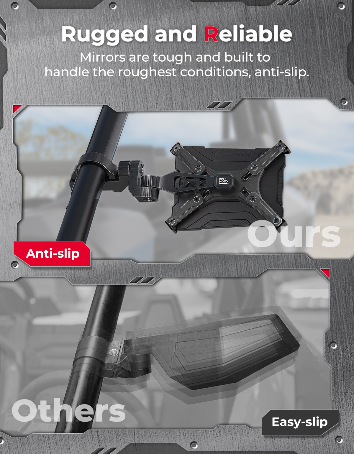 Photo of Aluminum CNC UTV Mirror X (Pair) for Polaris RZR | Can-Am Maverick X3 | Talon | Teryx by Kemimoto - Premium for UTVs / Side by Sides