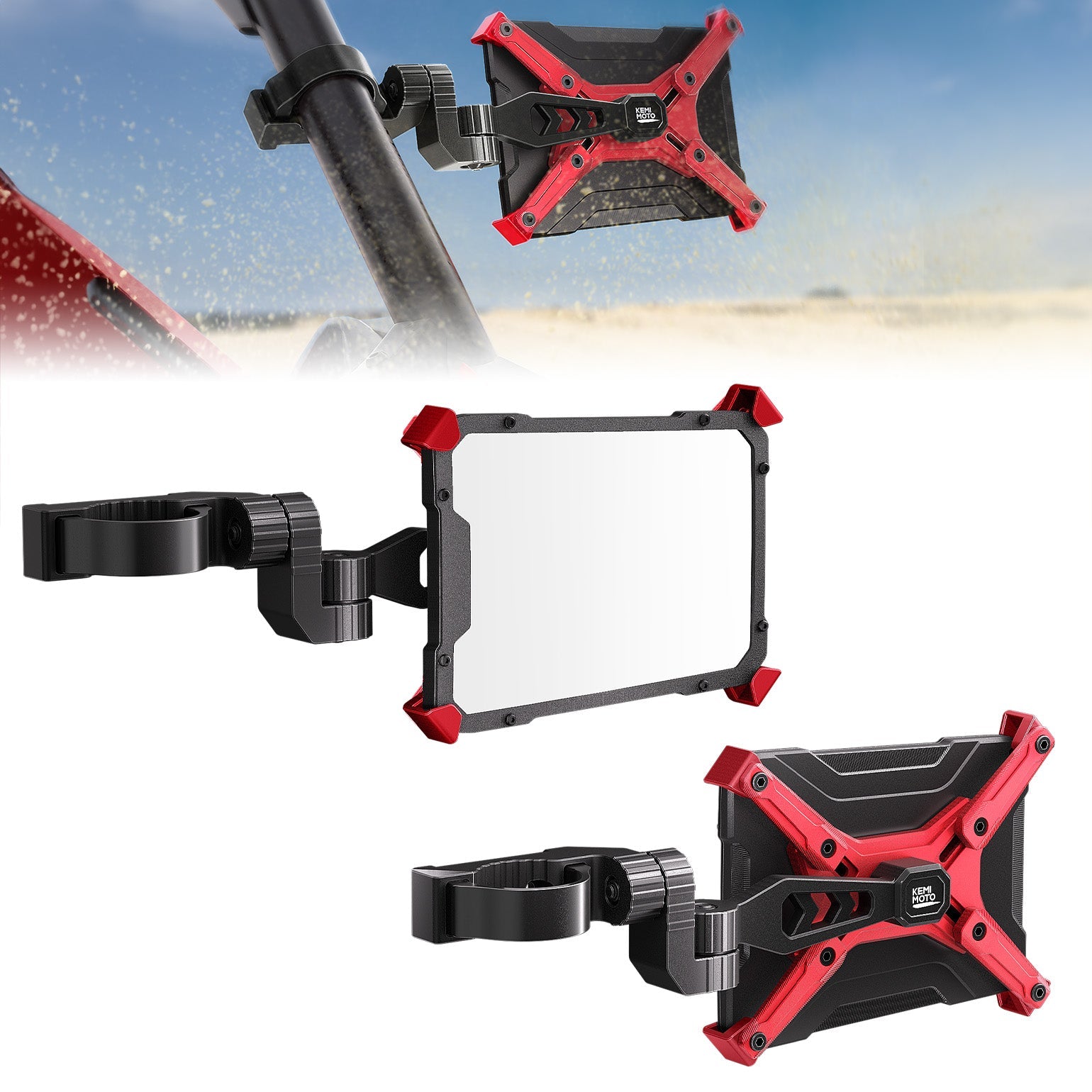 Photo of Aluminum CNC UTV Mirror X (Pair) for Polaris RZR | Can-Am Maverick X3 | Talon | Teryx by Kemimoto - Premium for UTVs / Side by Sides