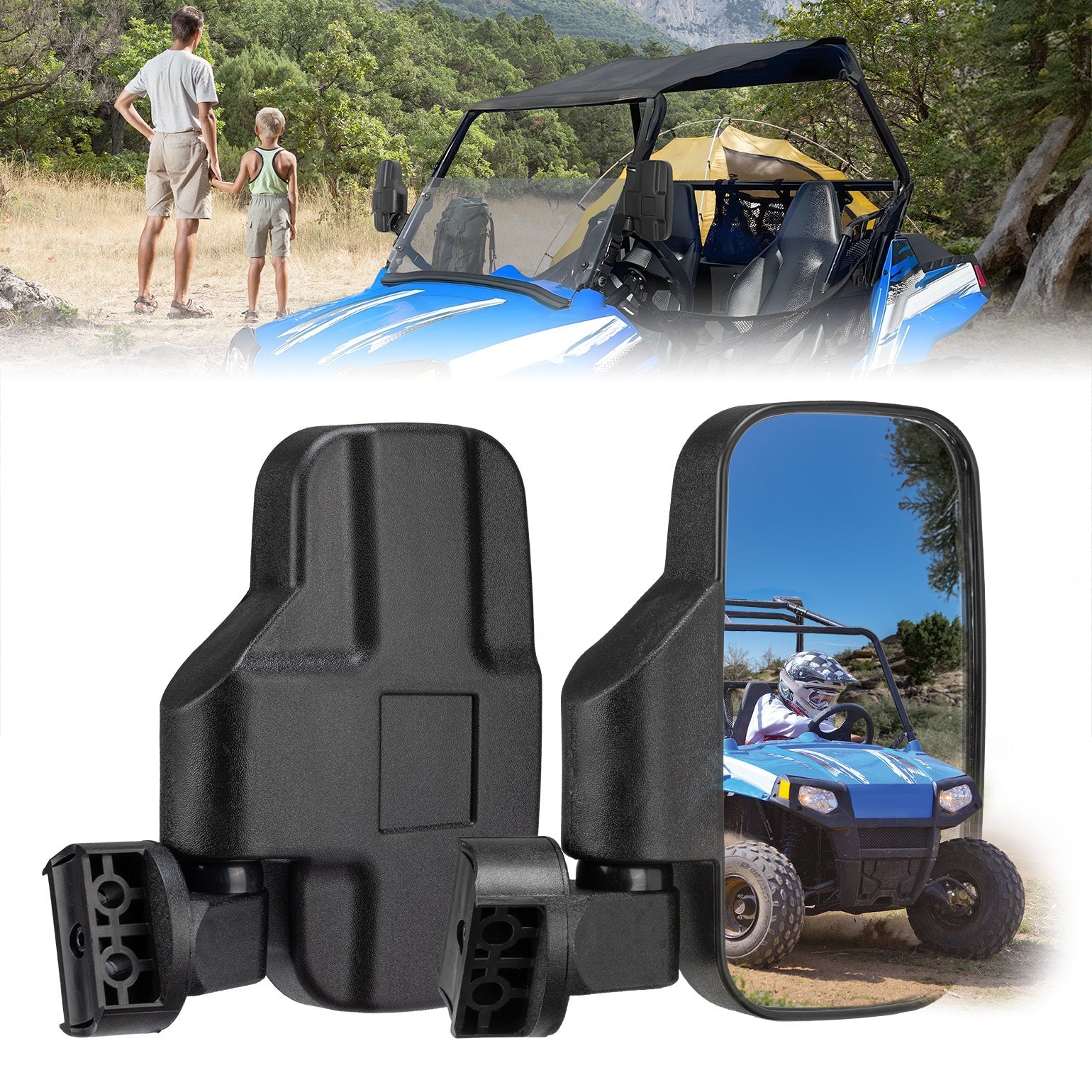Photo of Mini Youth UTV Side Mirrors for Polaris RZR 170 by Kemimoto - Premium for UTVs / Side by Sides