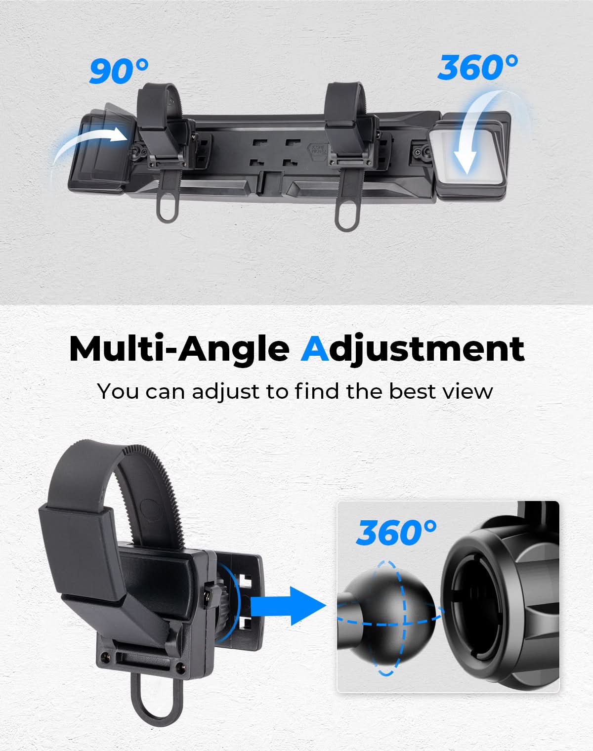 Photo of UTV Rear View Mirror 2 Convex Mirror with 1.5"-2" Sturdy Clamp by Kemimoto - Premium for UTVs / Side by Sides